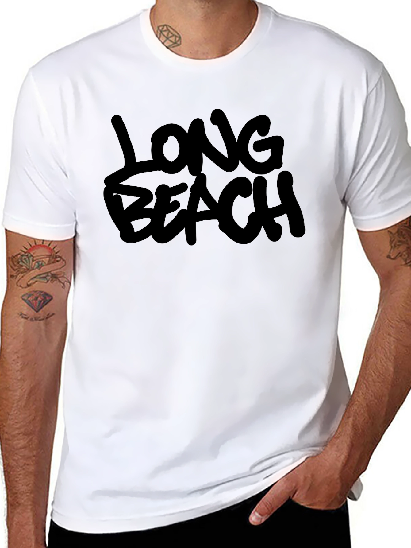 Long Beach Black Graphic Tee Shirt