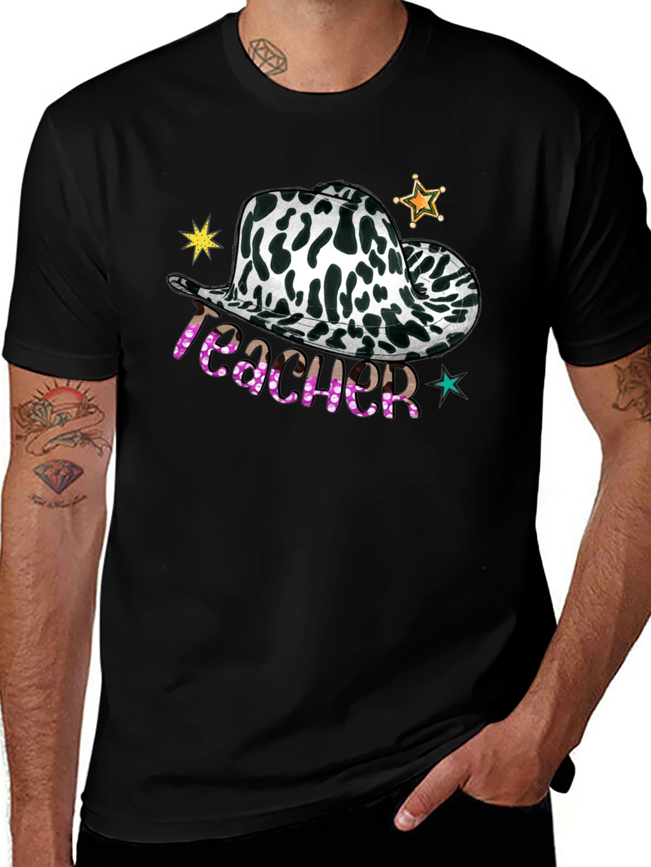 Cow Print Teacher T-Shirt