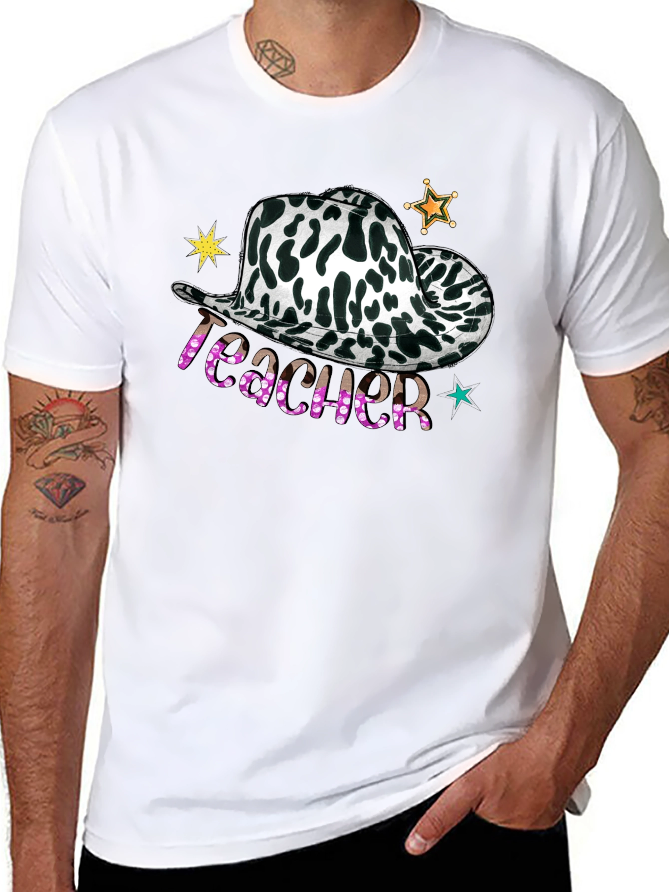Cow Print Teacher T-Shirt