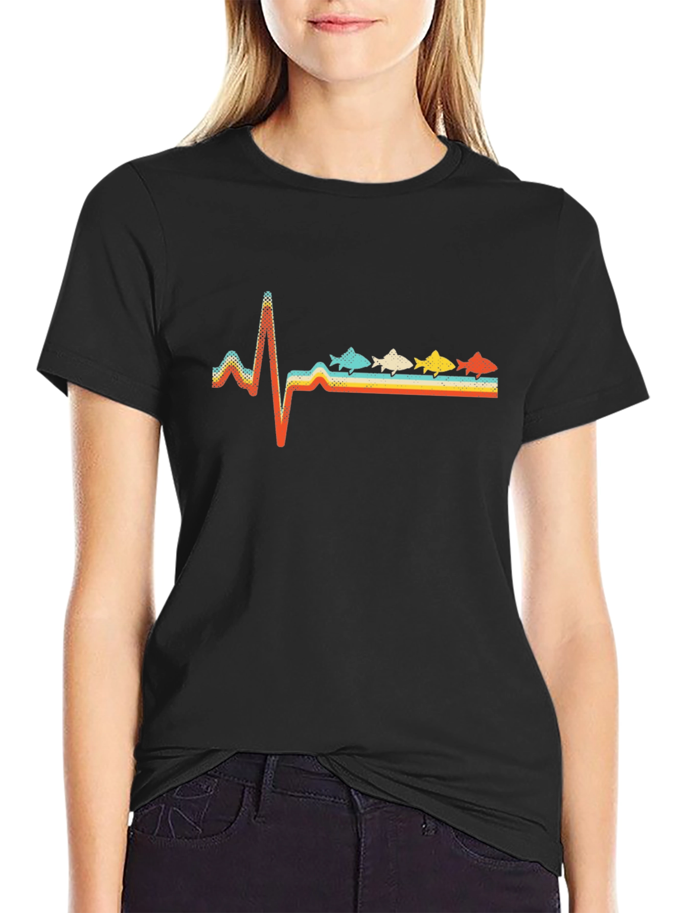Fishing Heartbeat Retro T-Shirt