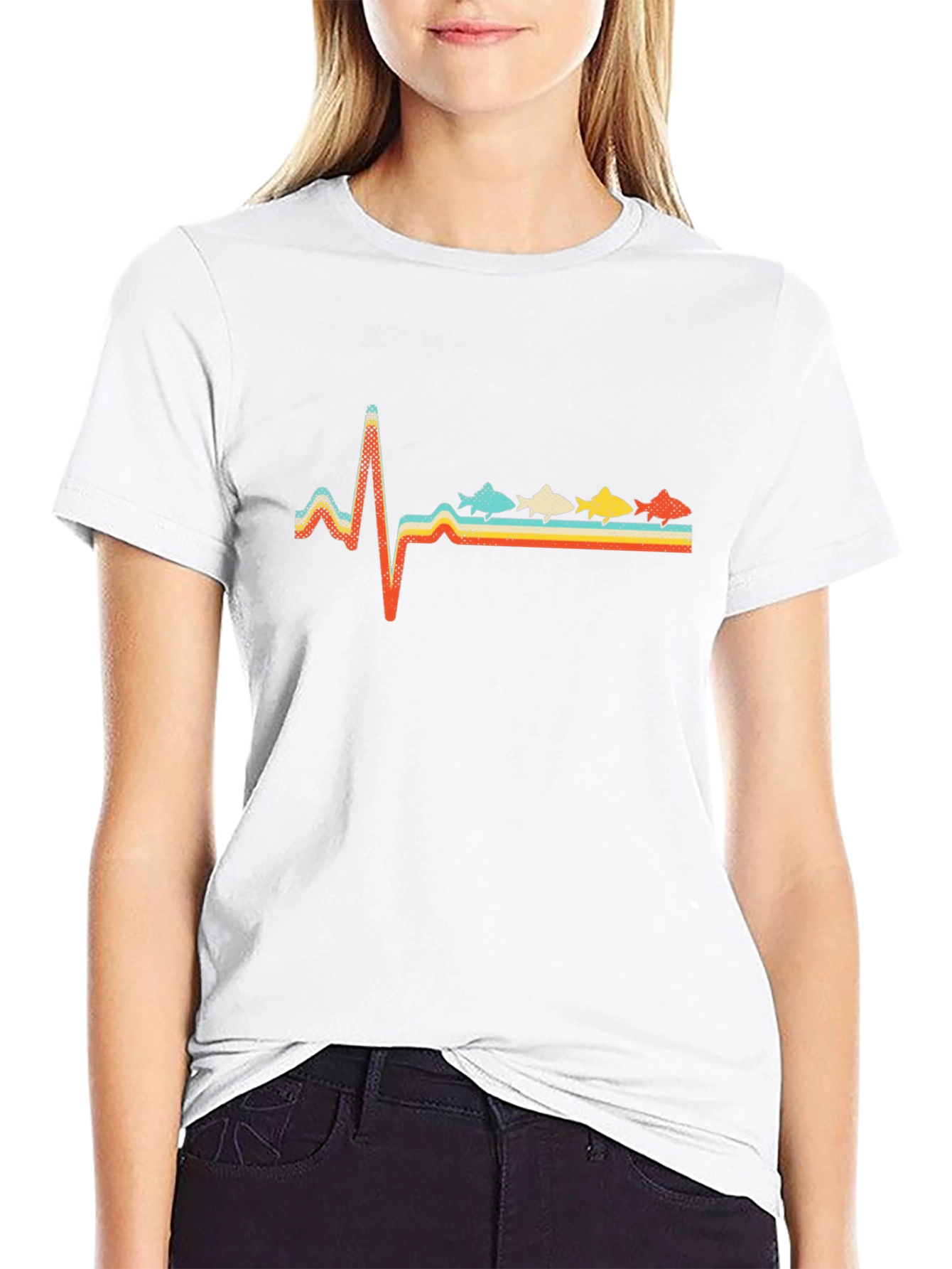 Fishing Heartbeat Retro T-Shirt