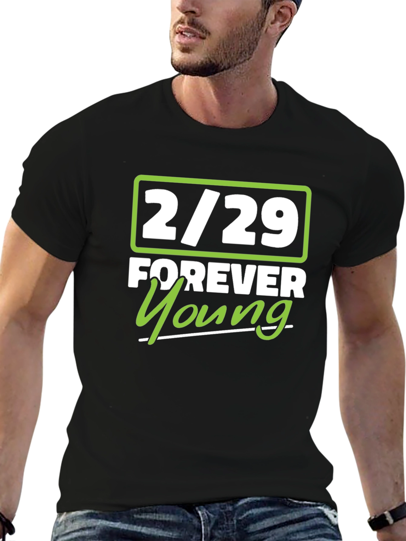 2/29 Forever Young Black Graphic T-Shirt
