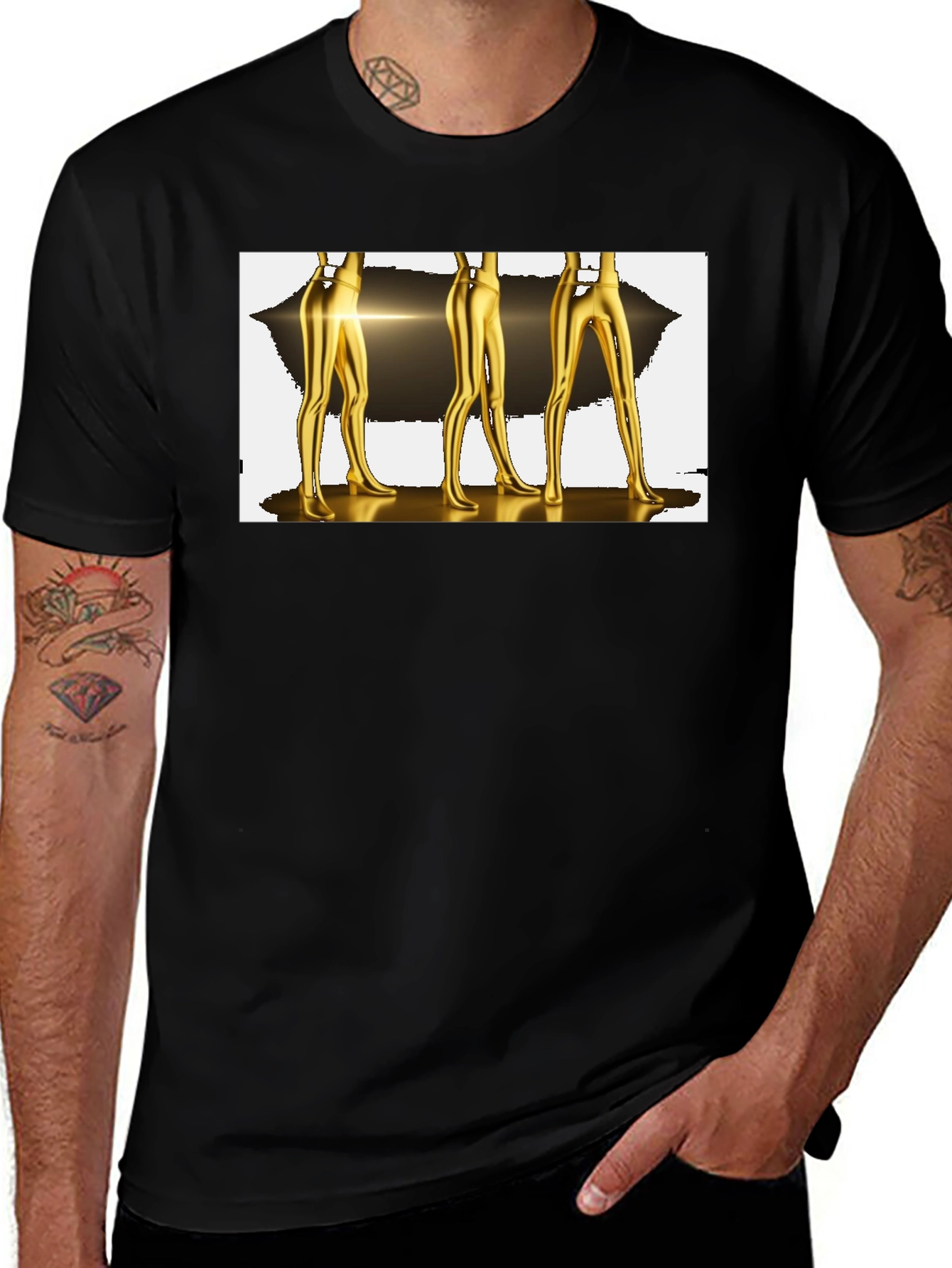Abstract Gold Legs Graphic T-Shirt