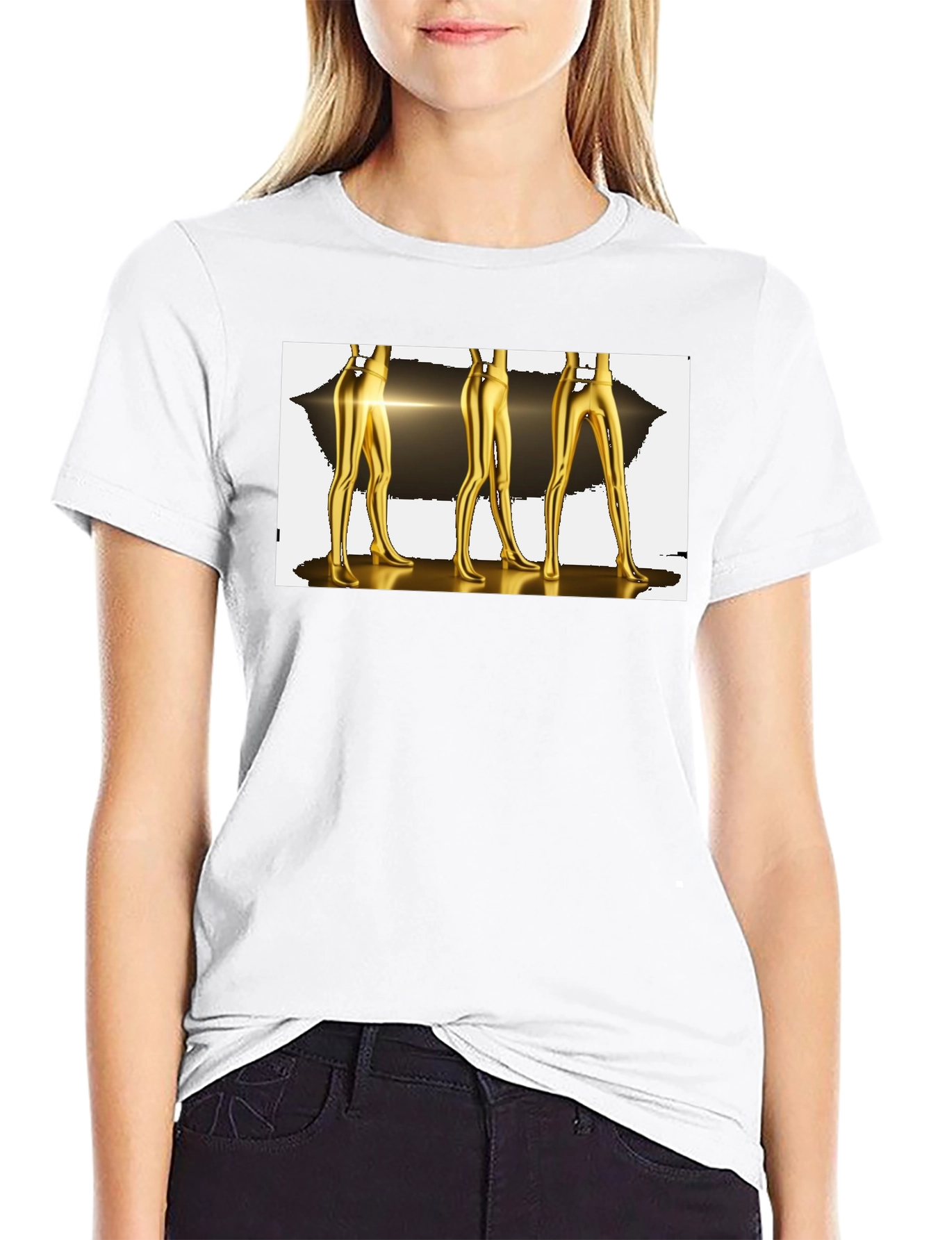 Abstract Gold Legs Graphic T-Shirt