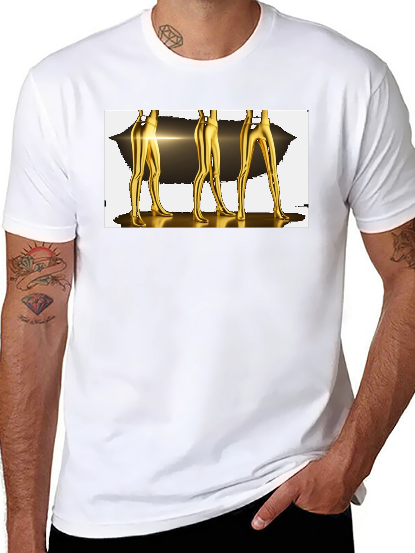 Abstract Gold Legs Graphic T-Shirt