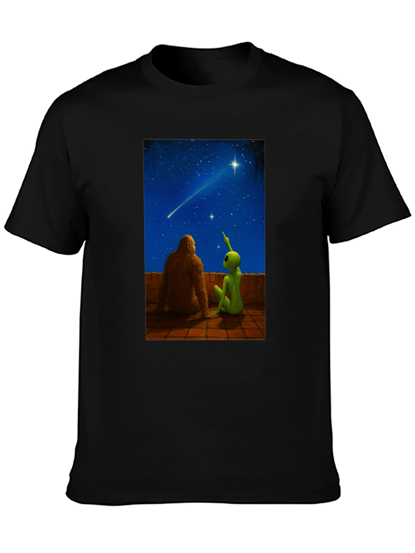 Bigfoot & Alien Stargazing Graphic Tee