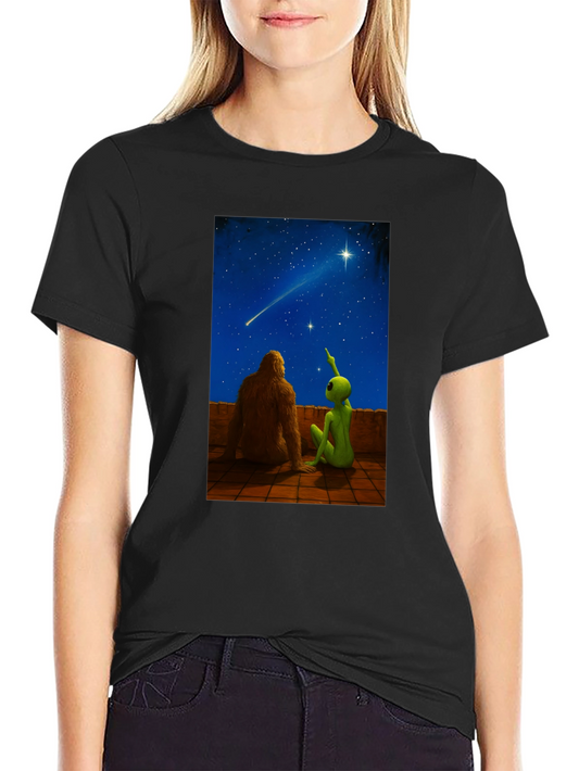Bigfoot & Alien Stargazing Graphic Tee