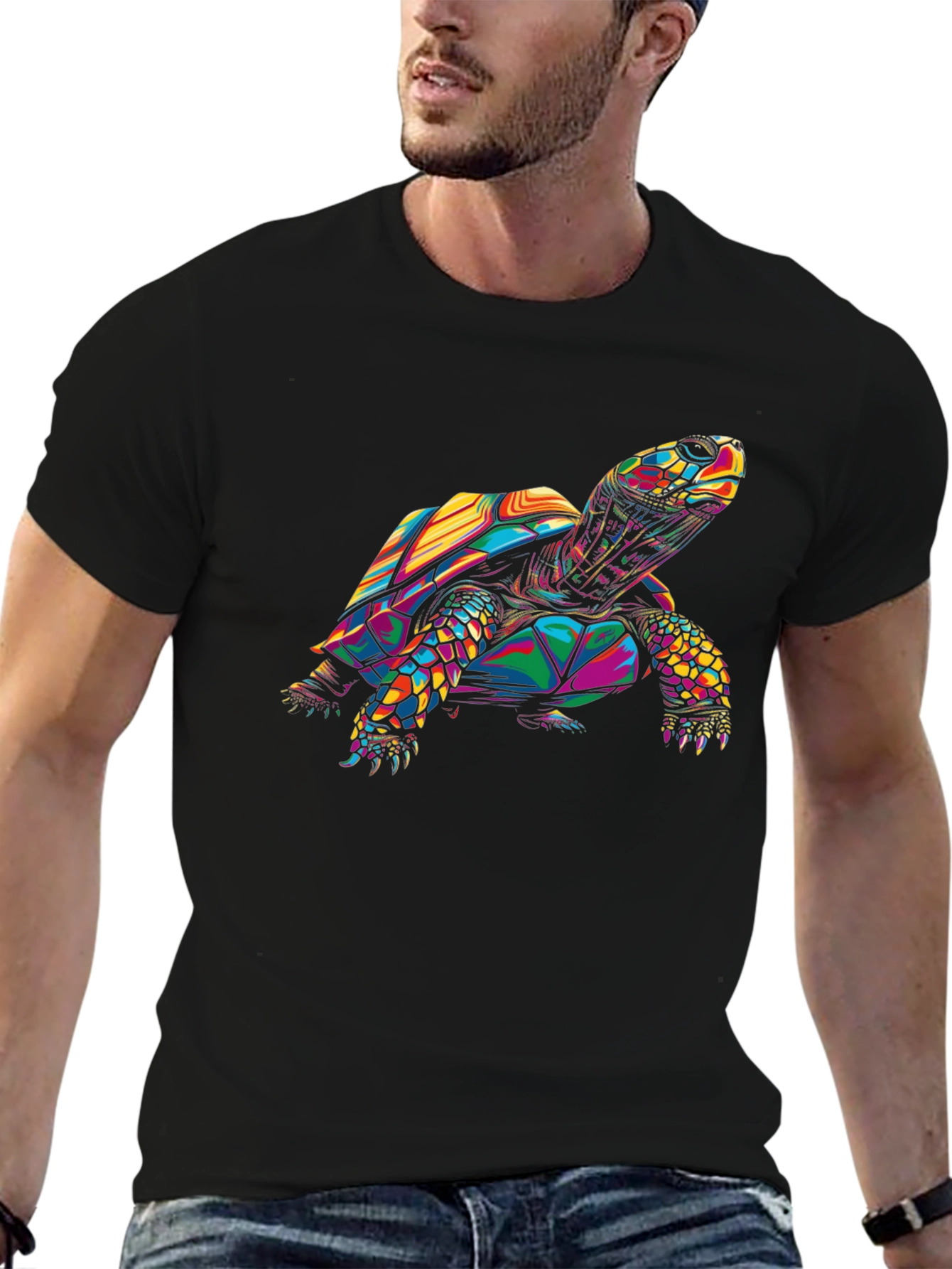 Geometric Turtle Graphic Black T-Shirt