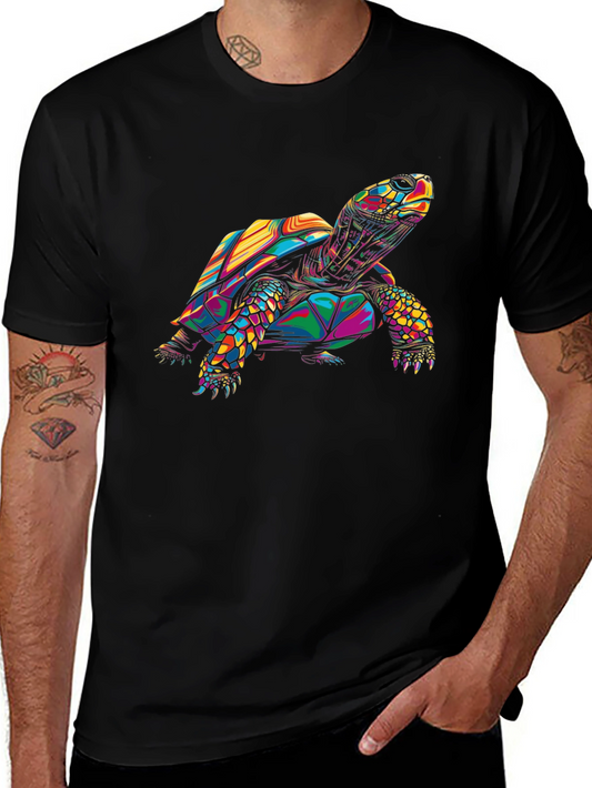 Geometric Turtle Graphic Black T-Shirt
