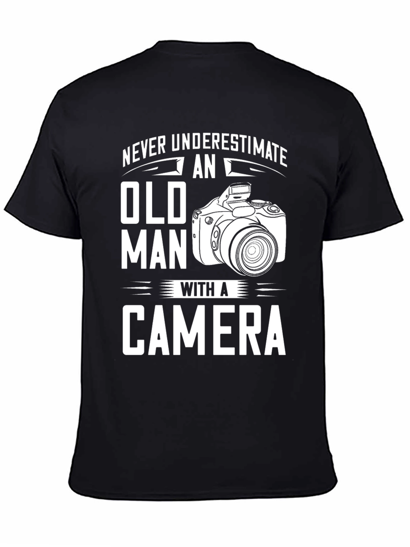 Never Underestimate Old Man Camera T-Shirt