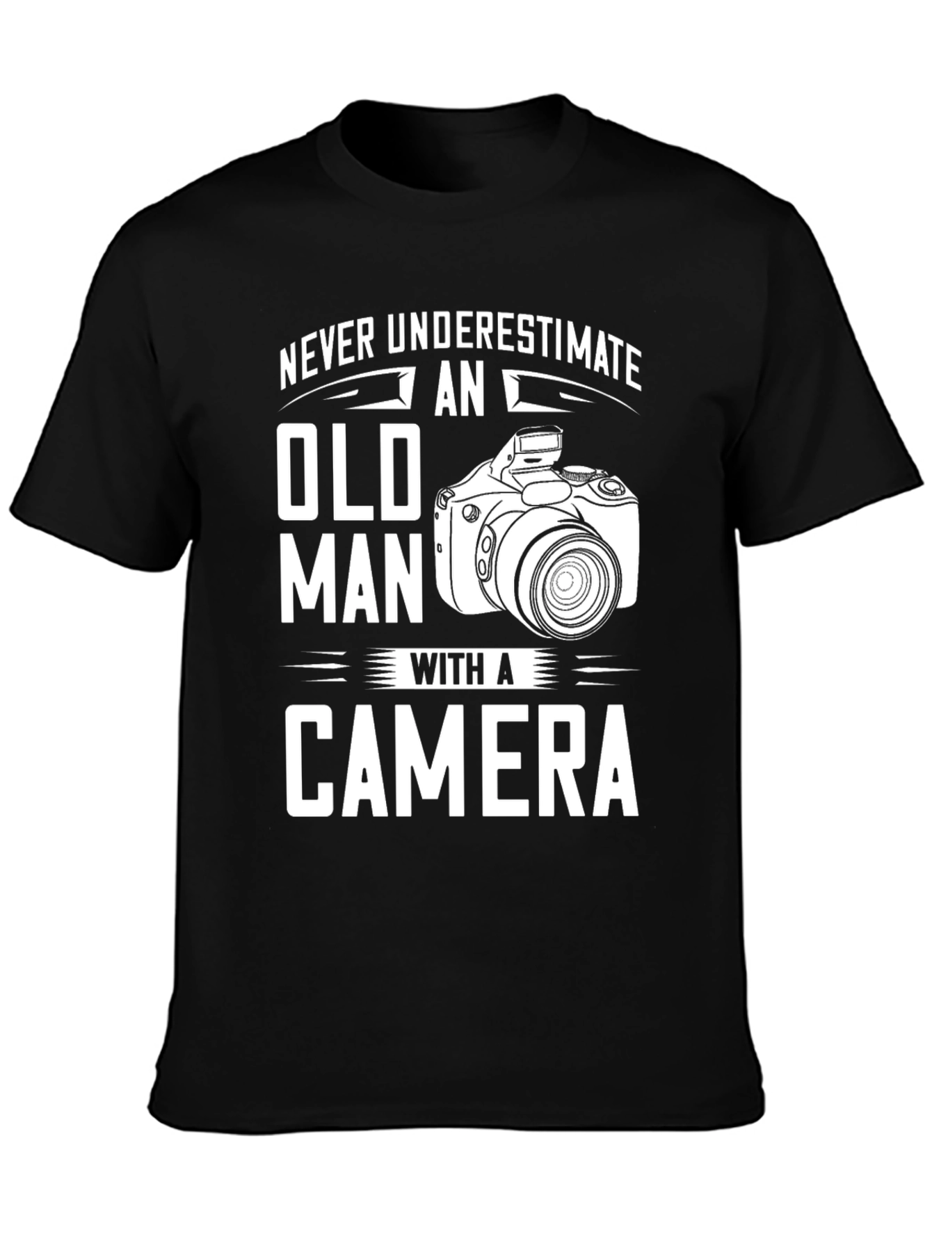 Never Underestimate Old Man Camera T-Shirt