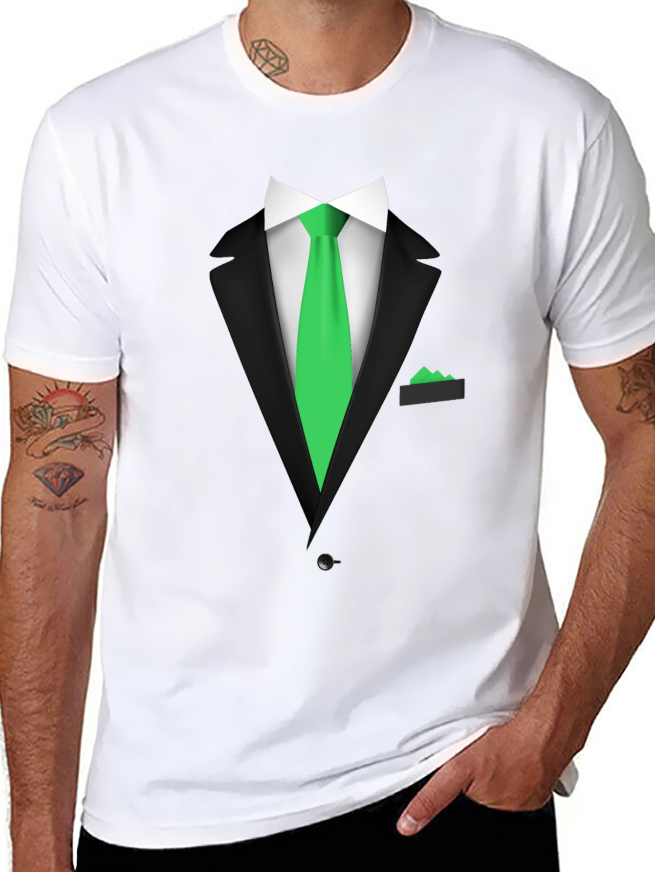 Formal Suit Graphic Tee - Novelty Print