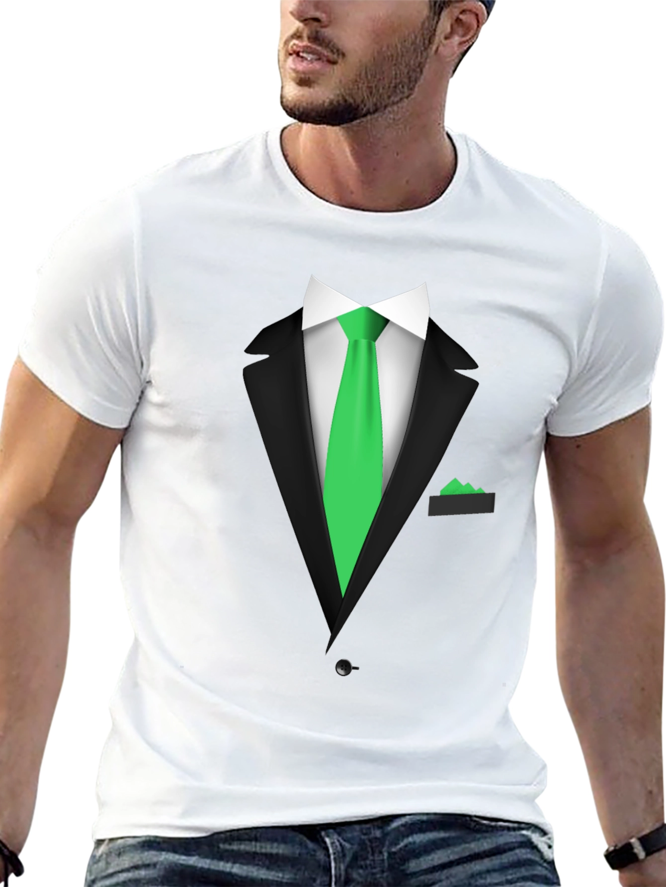 Formal Suit Graphic Tee - Novelty Print