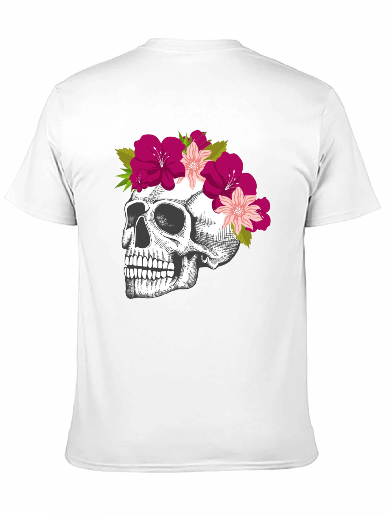 Floral Skull Graphic Tee - Stylish Black T-Shirt