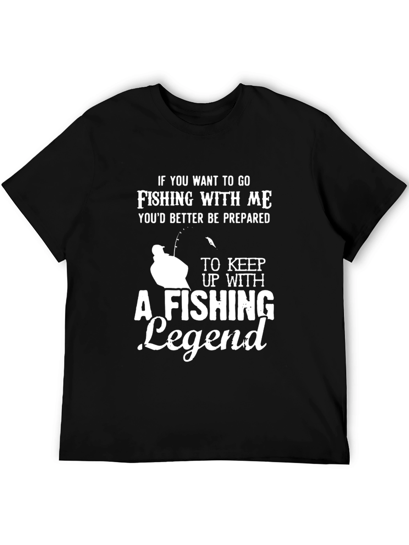 Fishing Legend Graphic Tee - Black Crew Neck T-Shirt