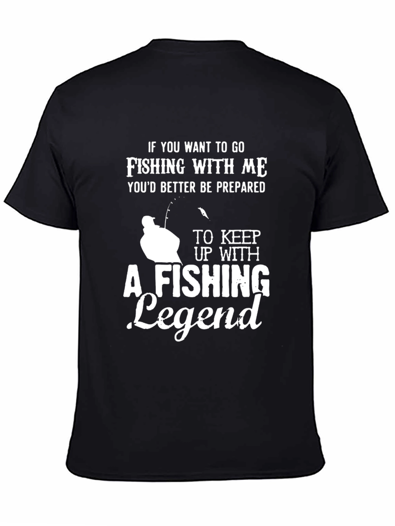 Fishing Legend Graphic Tee - Black Crew Neck T-Shirt