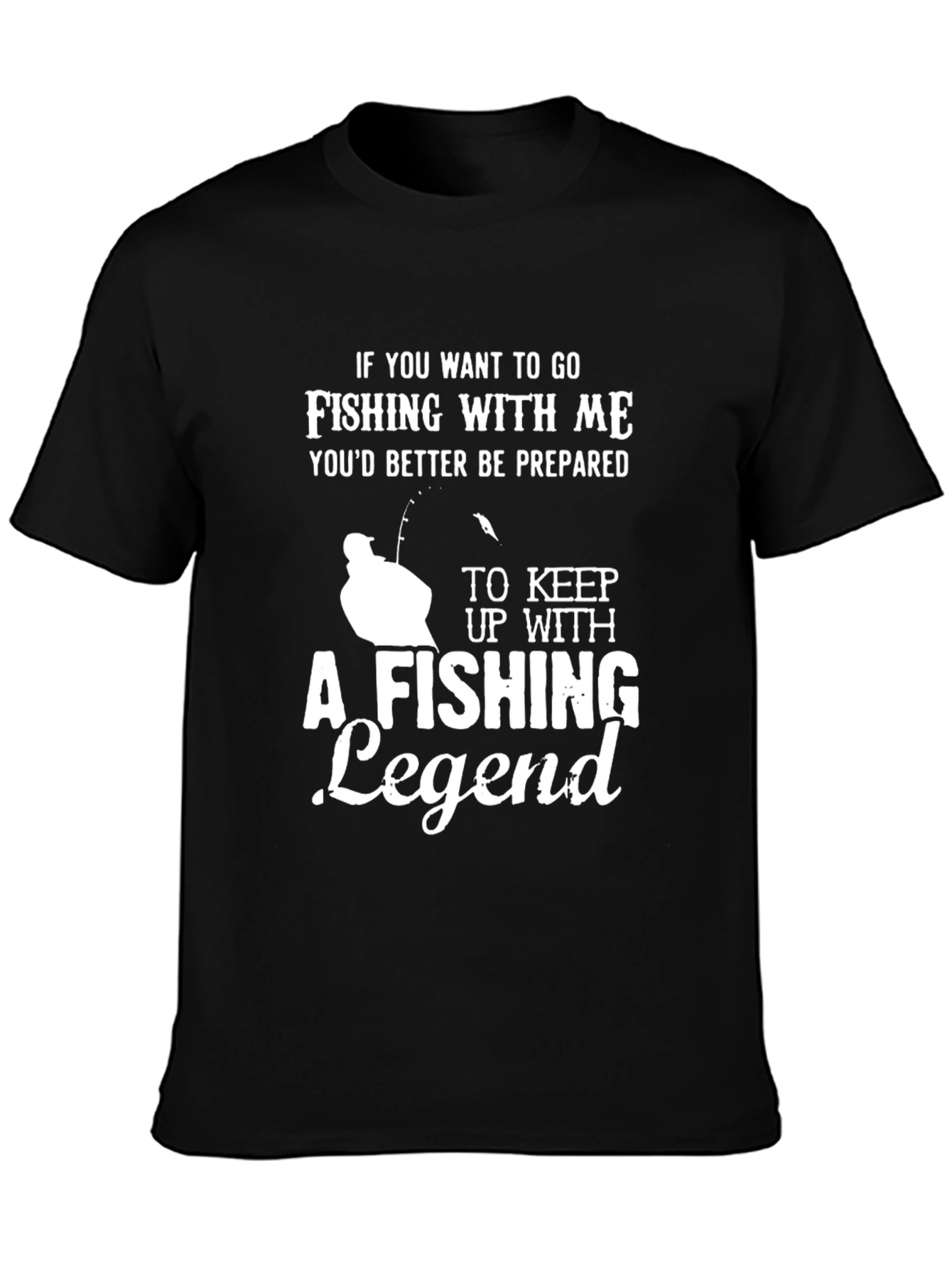 Fishing Legend Graphic Tee - Black Crew Neck T-Shirt