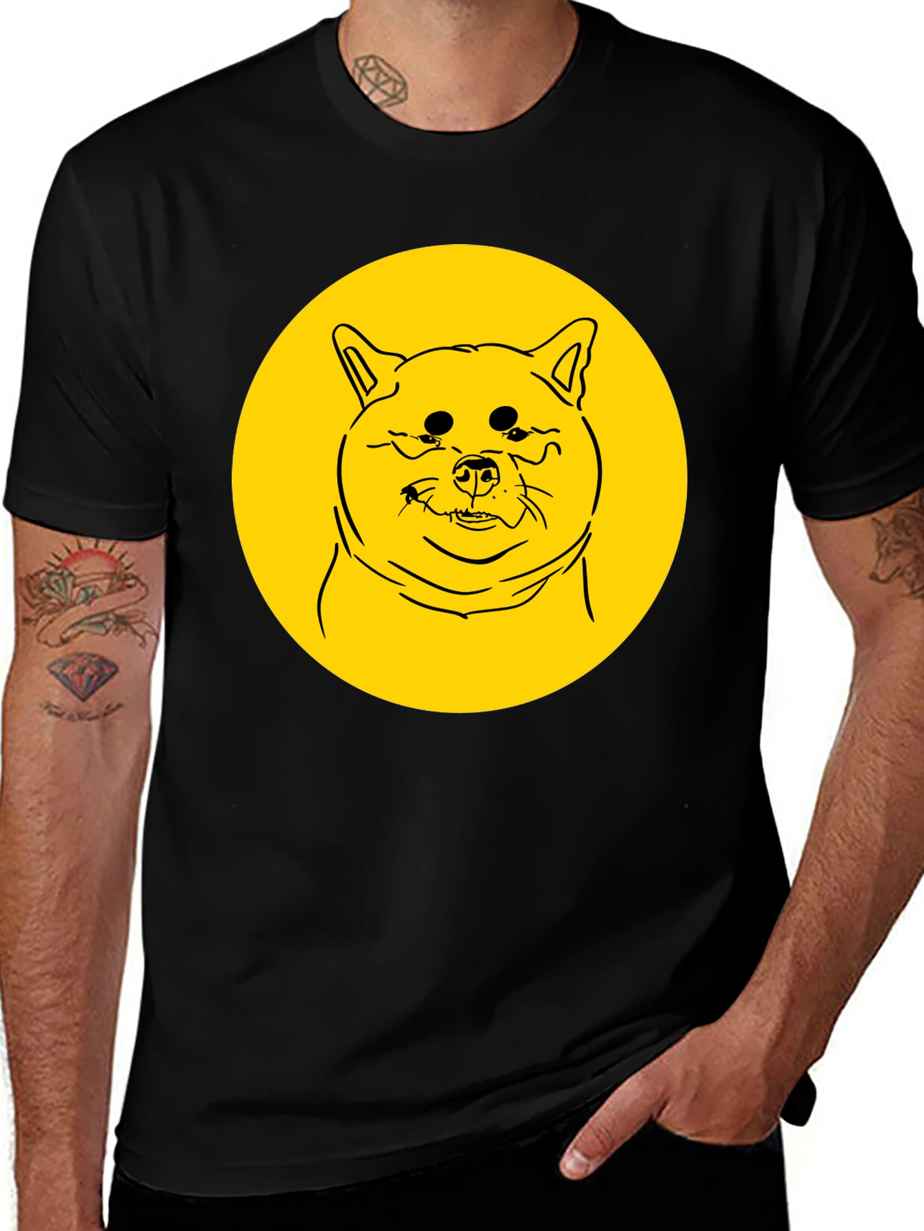 Doge Meme Graphic Tee - Black Cotton T-Shirt
