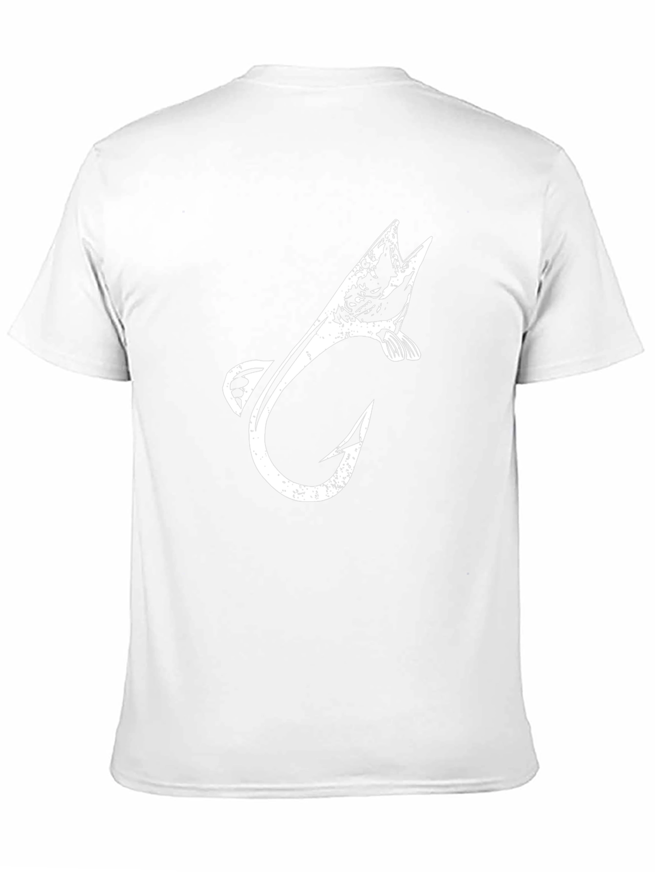 Fishing Hook & Fish Graphic T-Shirt - Black