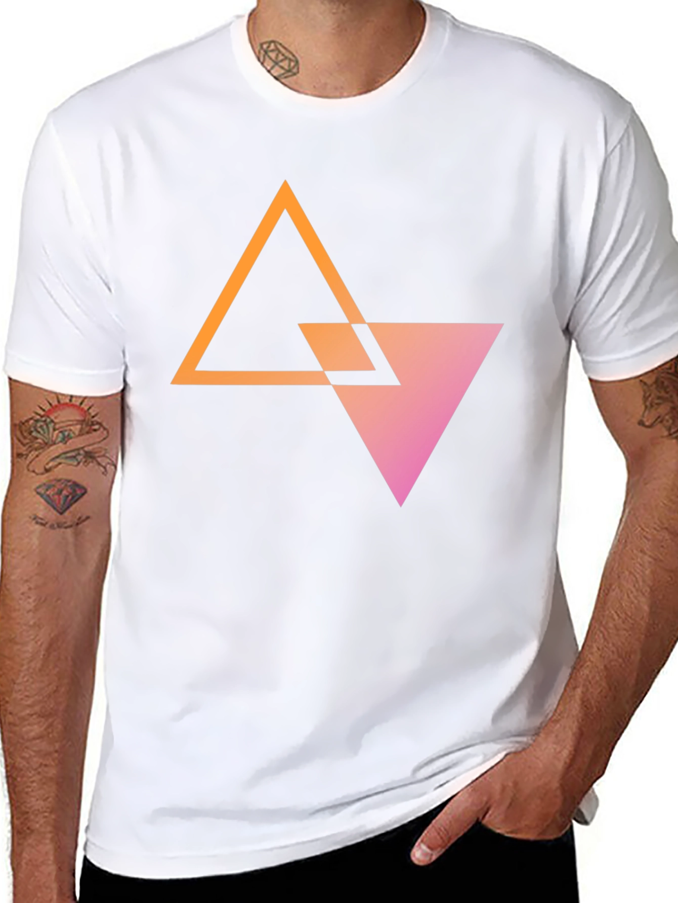 Geometric Triangle Graphic Tee - Stylish Unisex T-Shirt