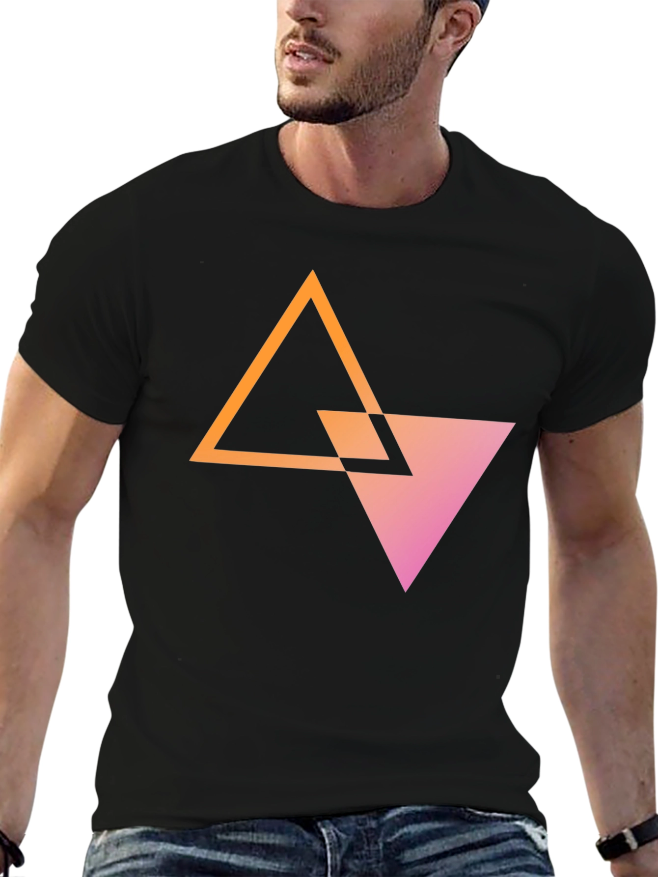 Geometric Triangle Graphic Tee - Stylish Unisex T-Shirt