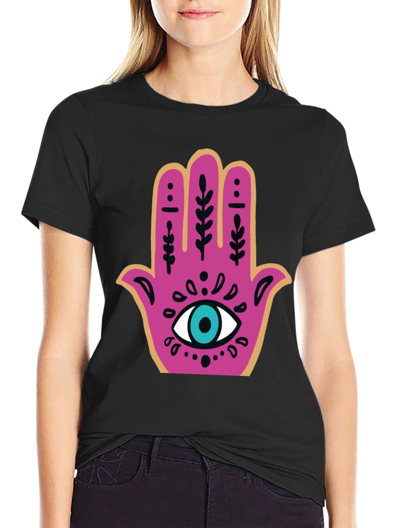Hamsa Hand Graphic Tee - Stylish Protection