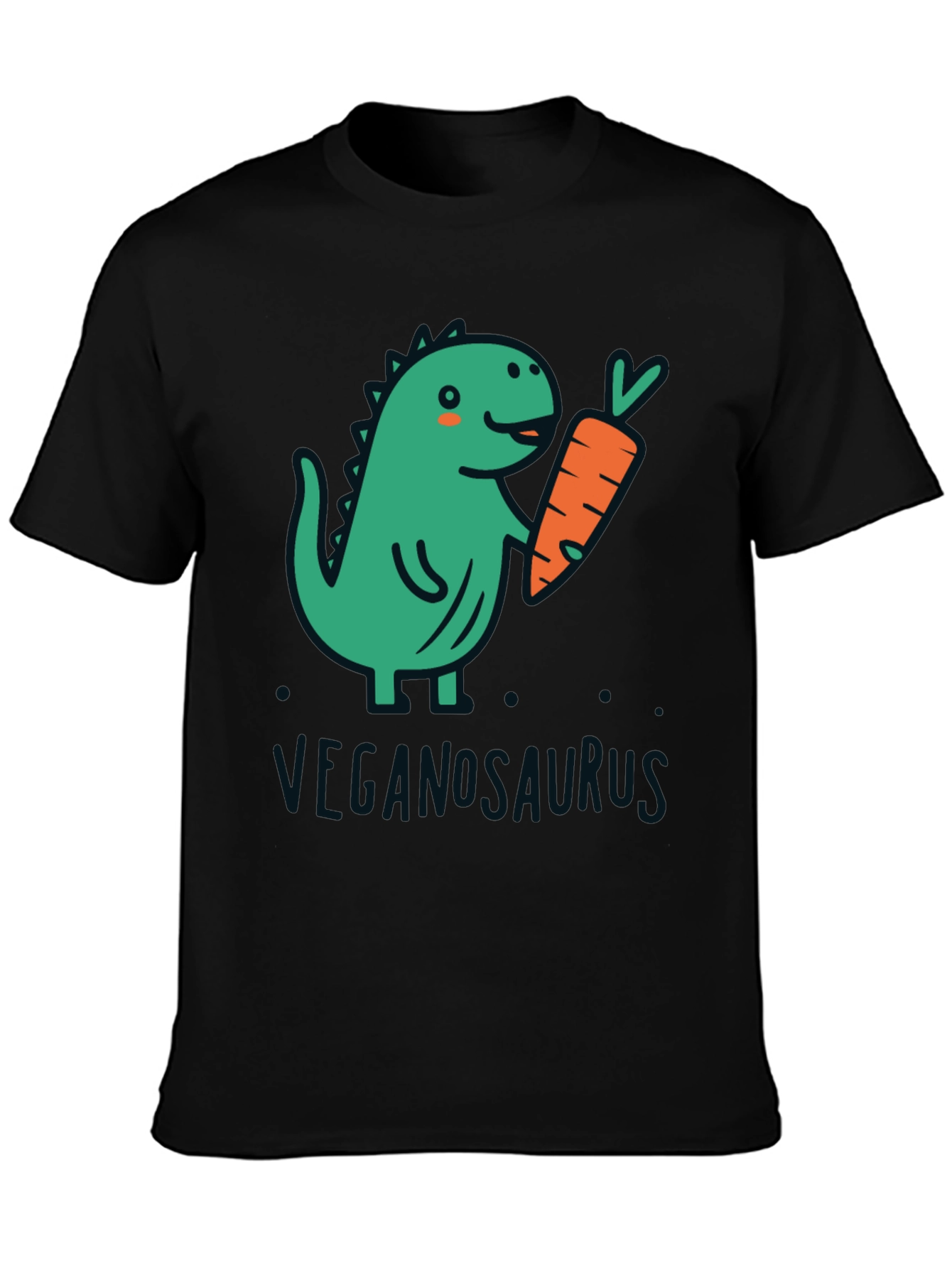 Veganosaurus Black T-Shirt - Cute Vegan Dinosaur Tee