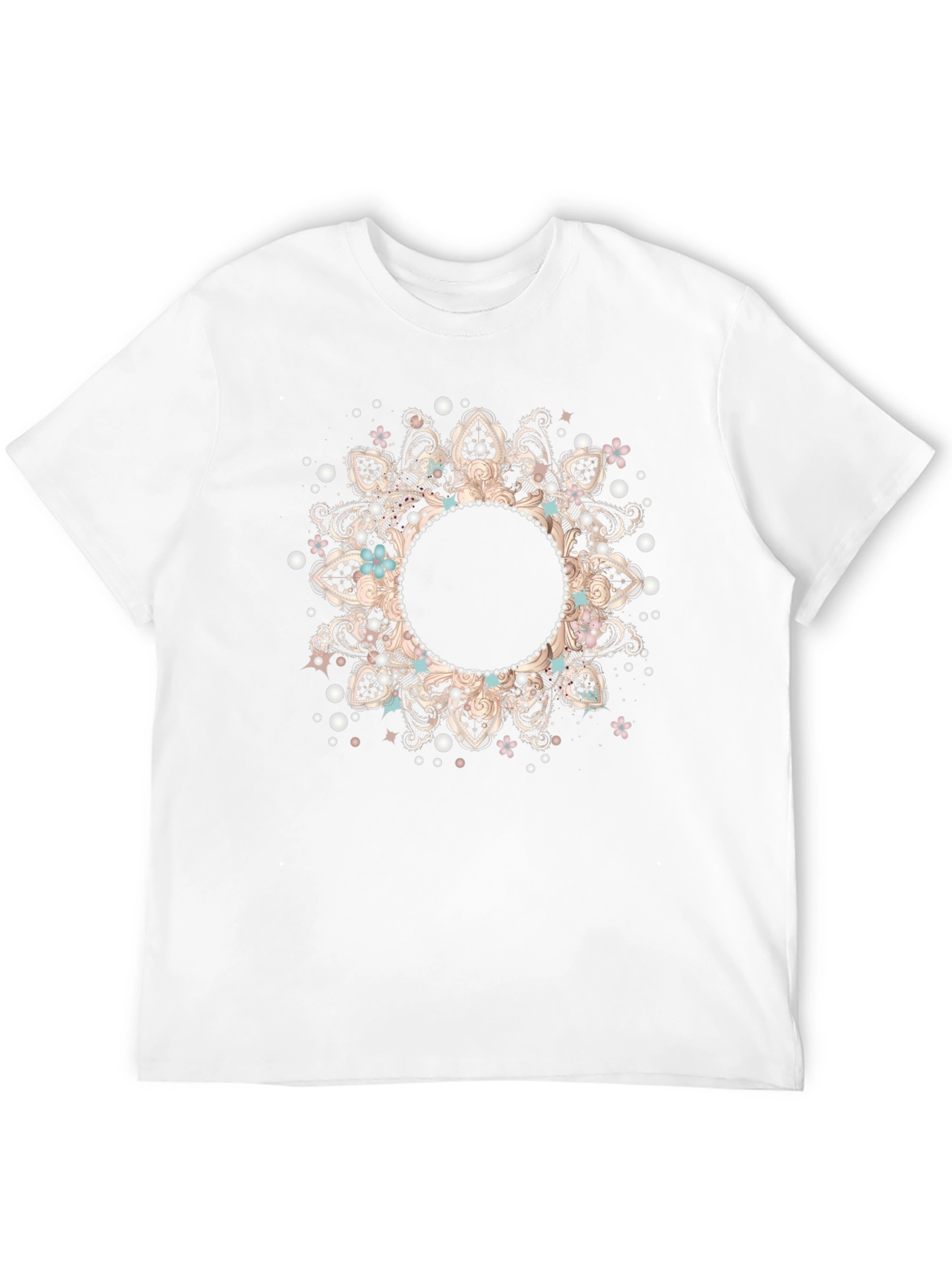 Boho Floral Mandala Black T-Shirt