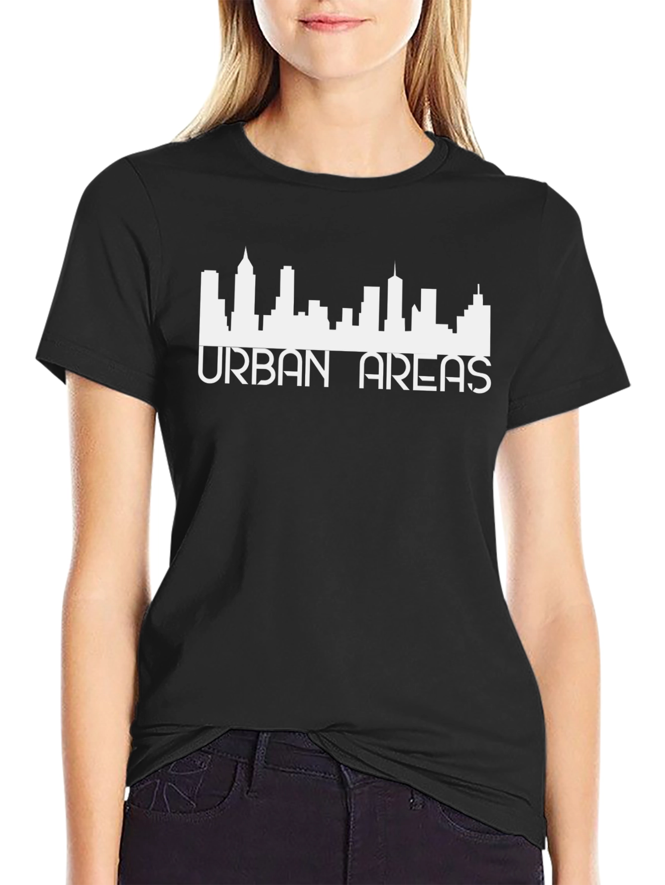 Urban Areas Skyline Graphic Tee - Black Cotton T-Shirt