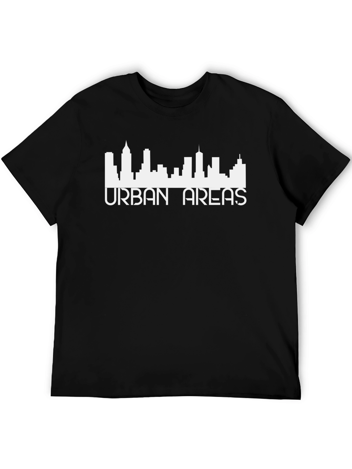 Urban Areas Skyline Graphic Tee - Black Cotton T-Shirt