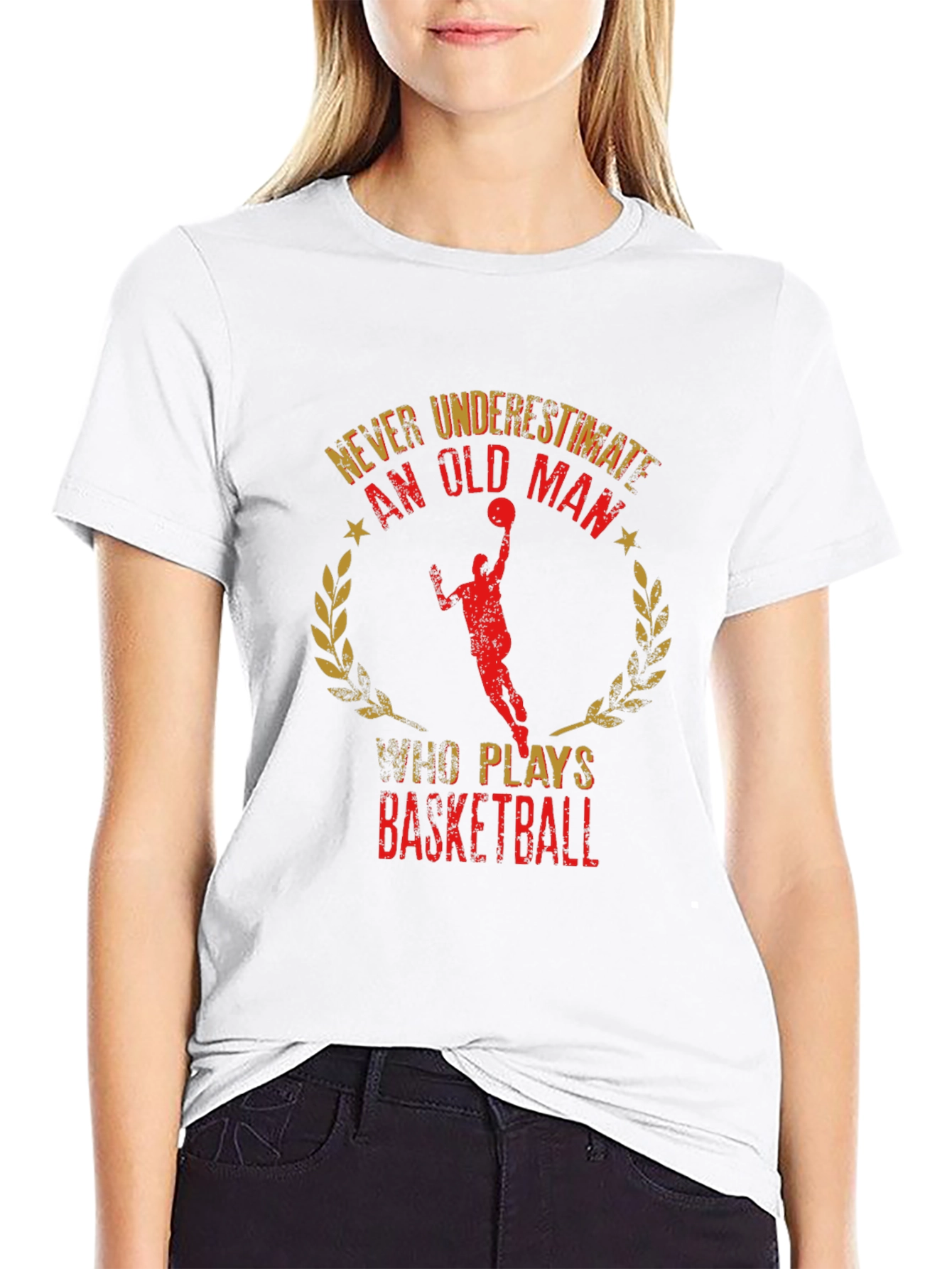 Never Underestimate Old Man Basketball Black Tee