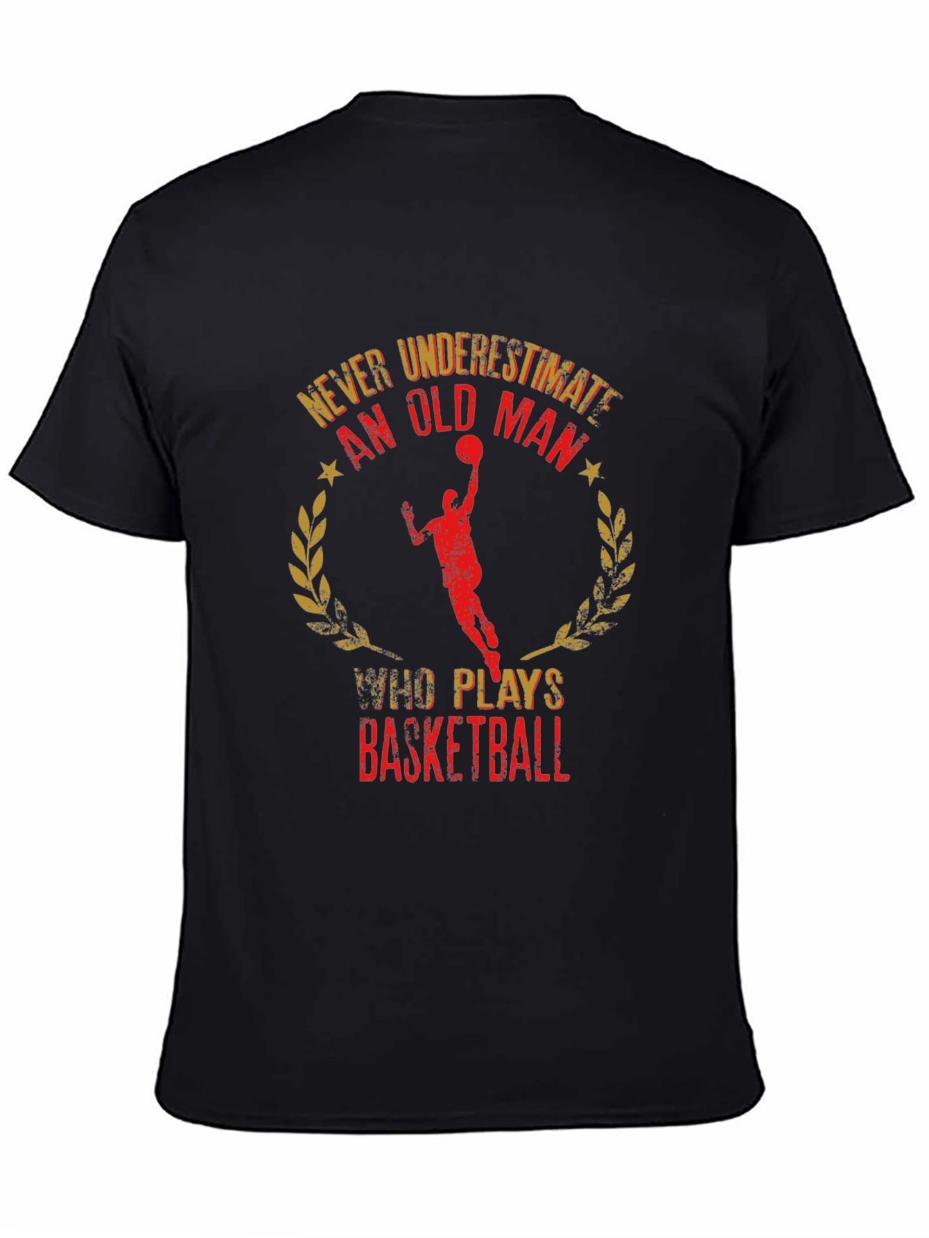 Never Underestimate Old Man Basketball Black Tee
