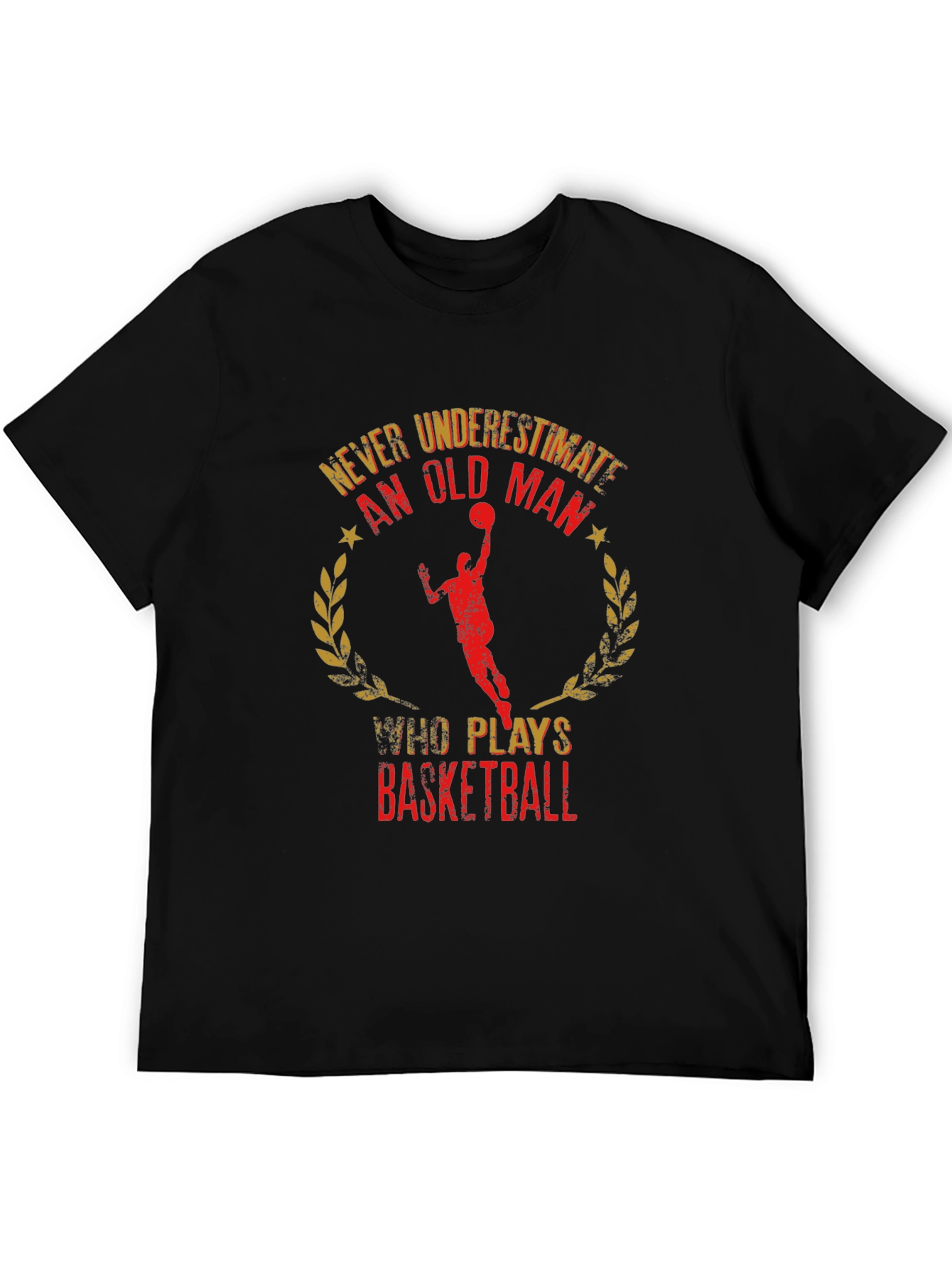 Never Underestimate Old Man Basketball Black Tee