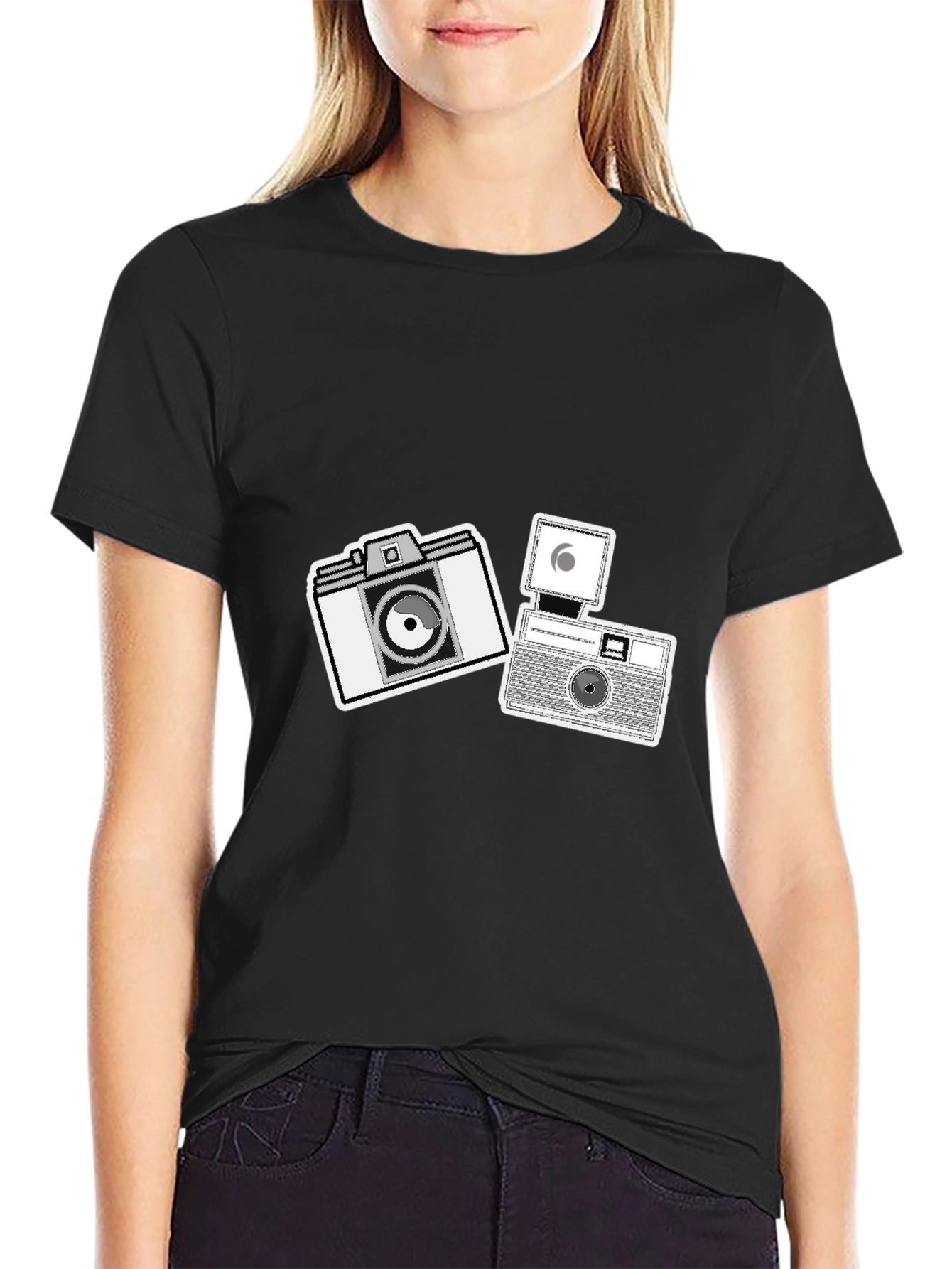 Retro Camera Graphic Black Tee