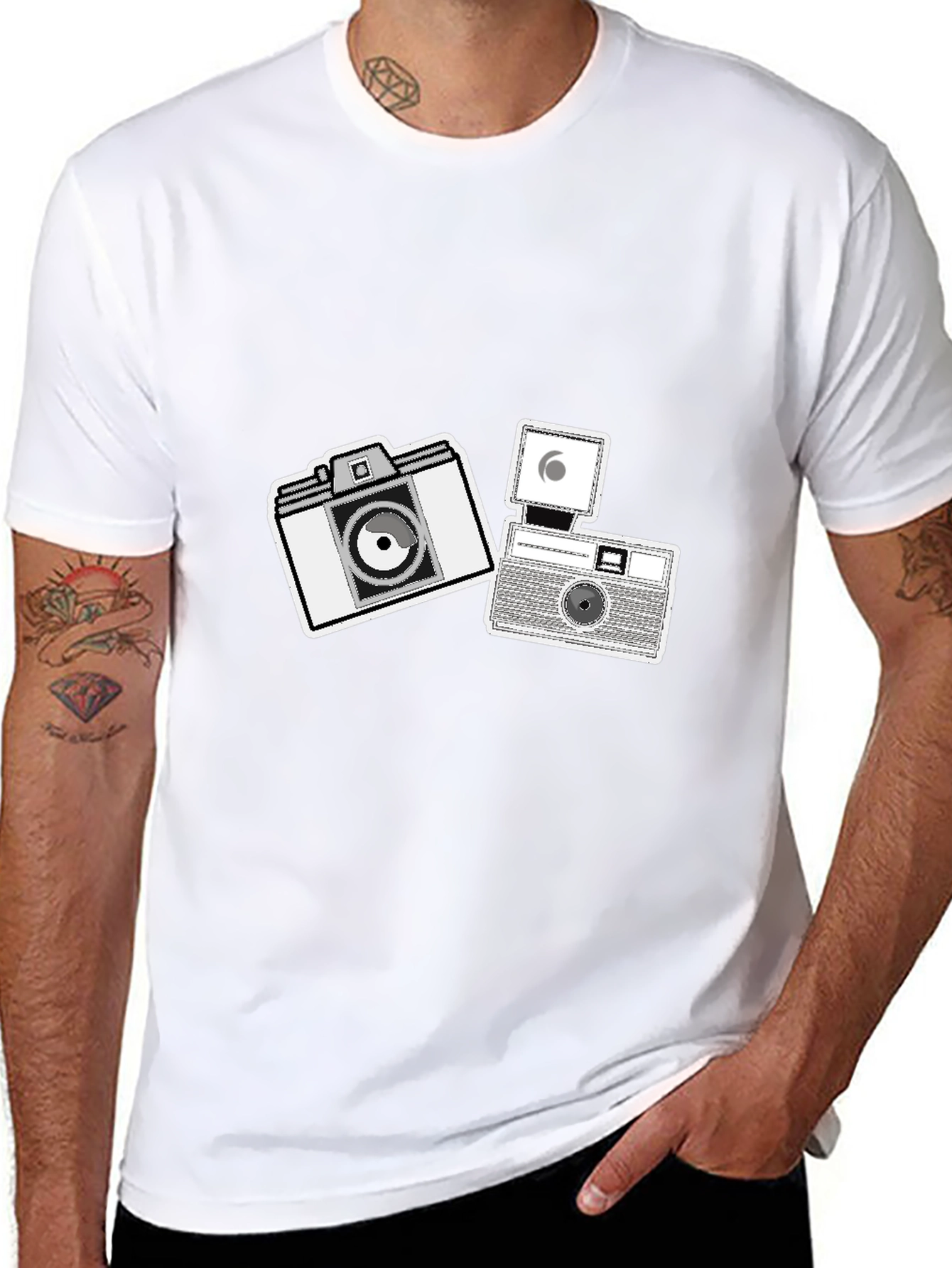 Retro Camera Graphic Black Tee