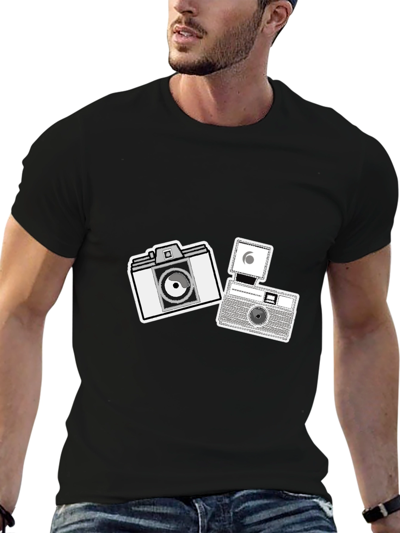 Retro Camera Graphic Black Tee