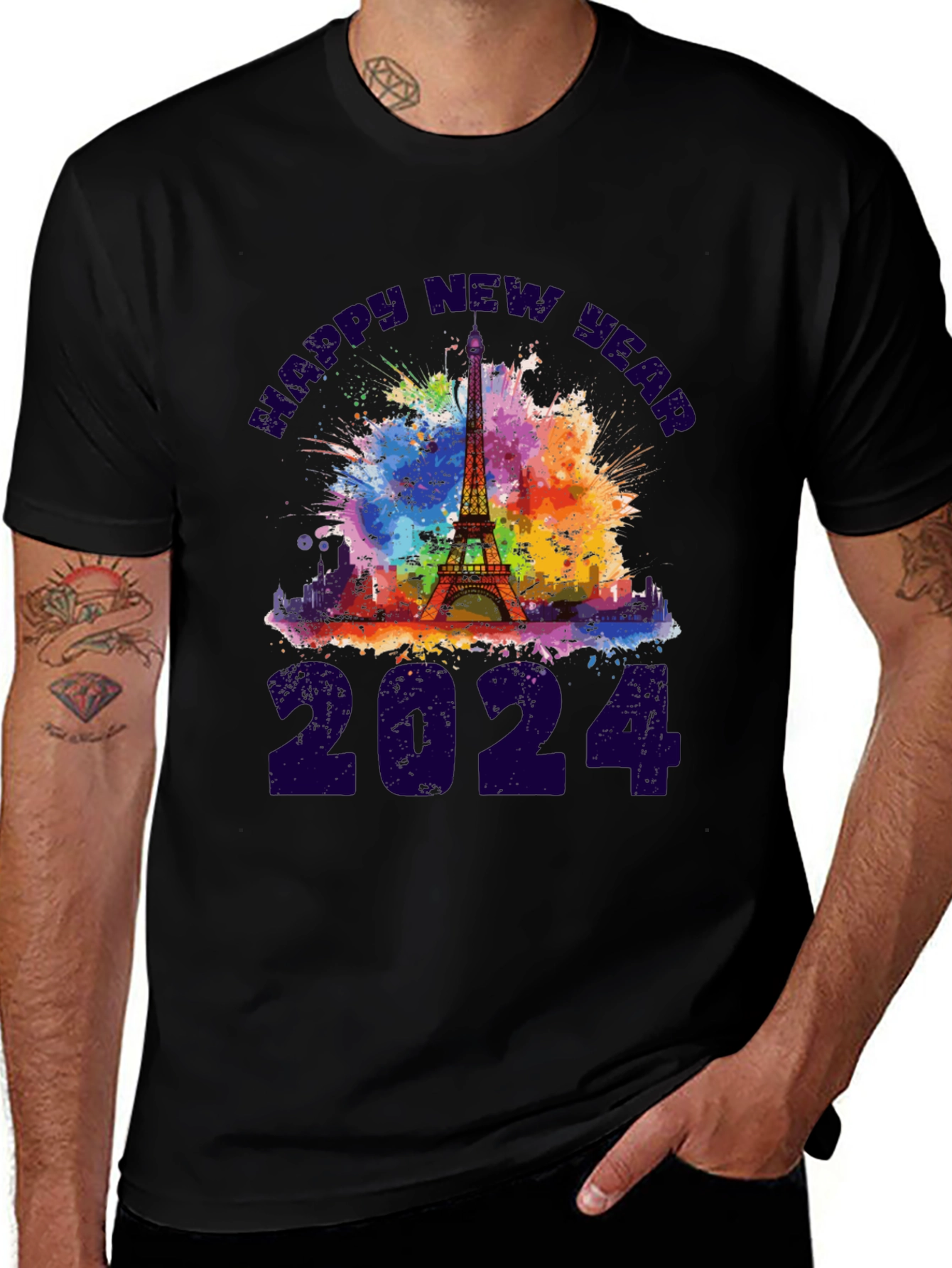 Happy New Year 2024 Eiffel Tower T-Shirt