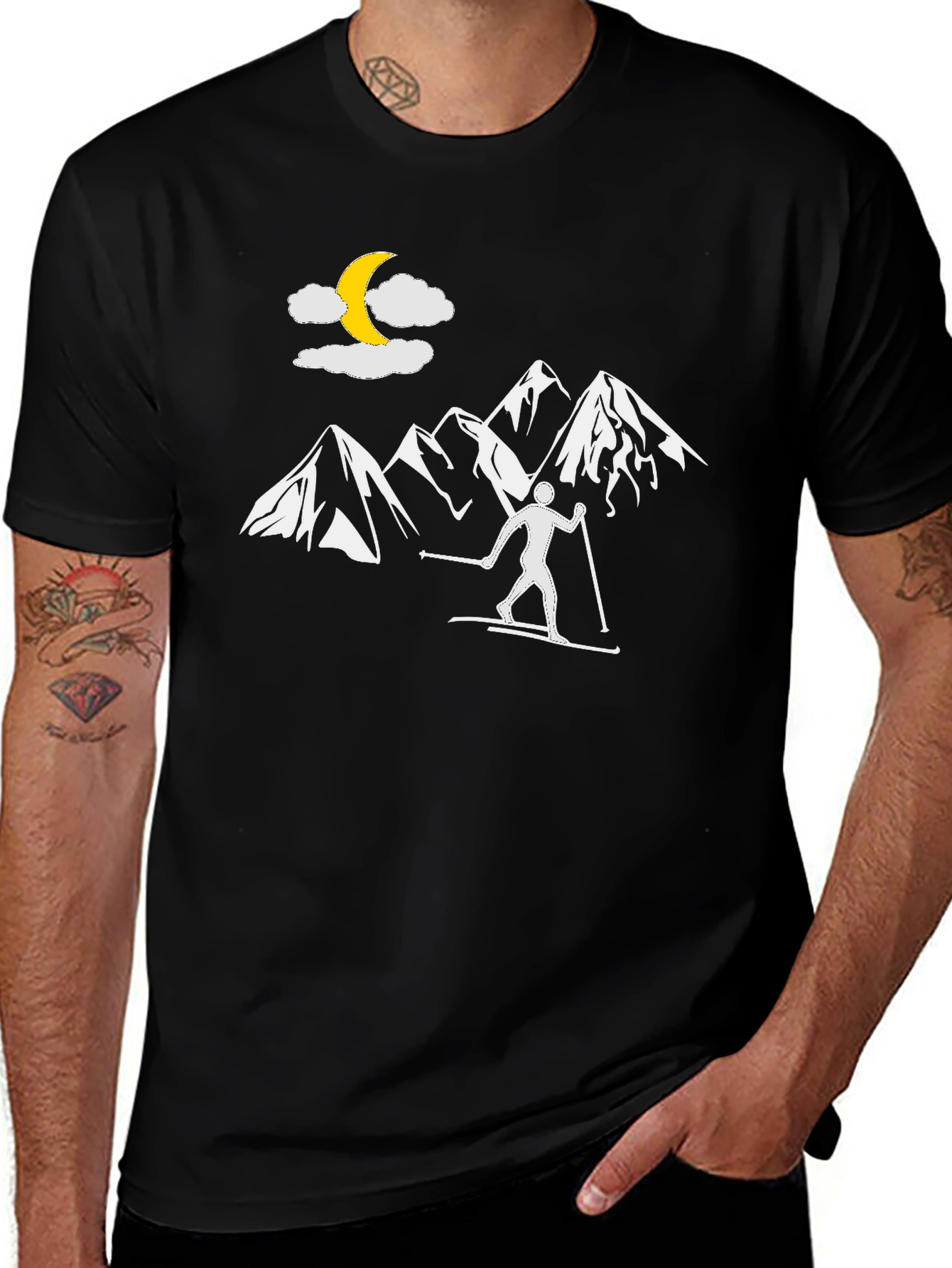 Skiing in Moonlight Graphic Tee