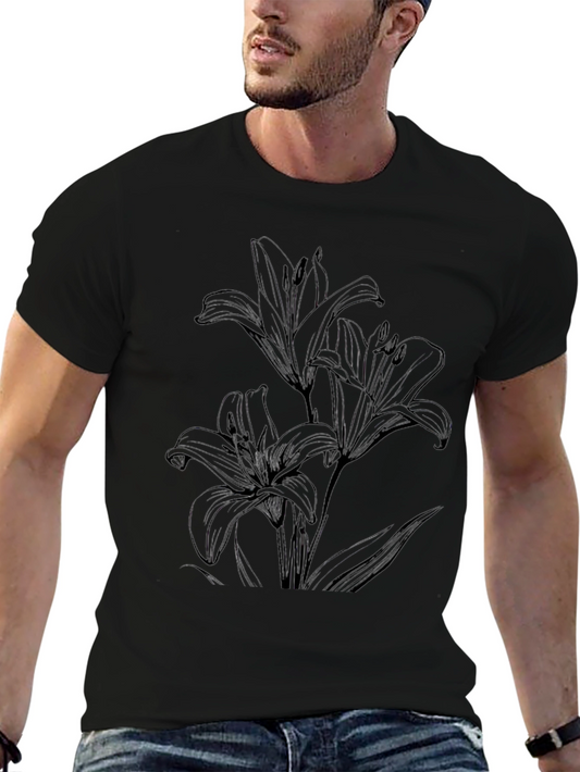 Black Lily Embossed Graphic T-Shirt