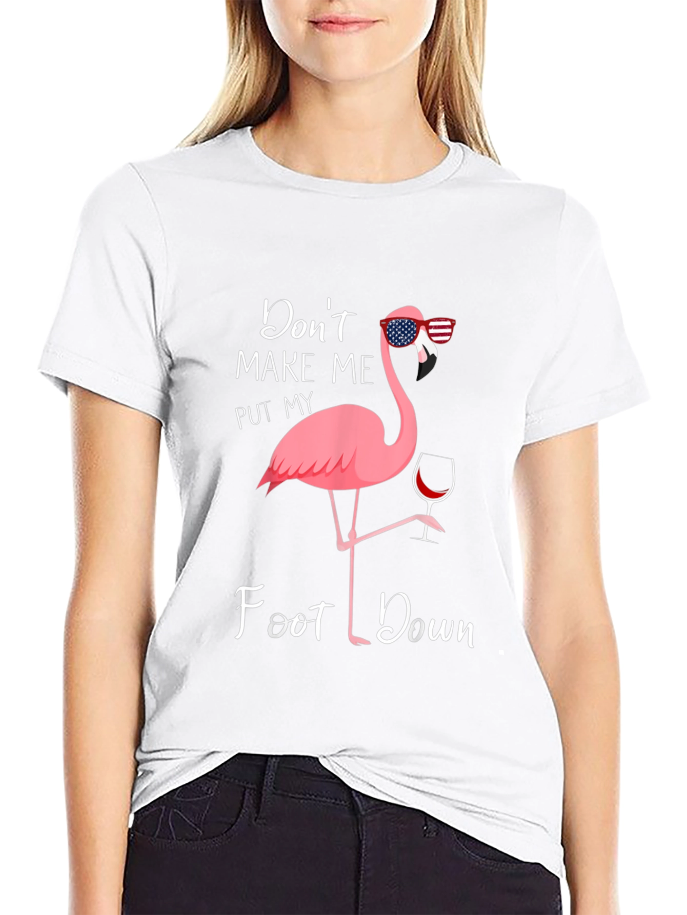 Funny Flamingo T-Shirt - Dont Make Me Foot Down
