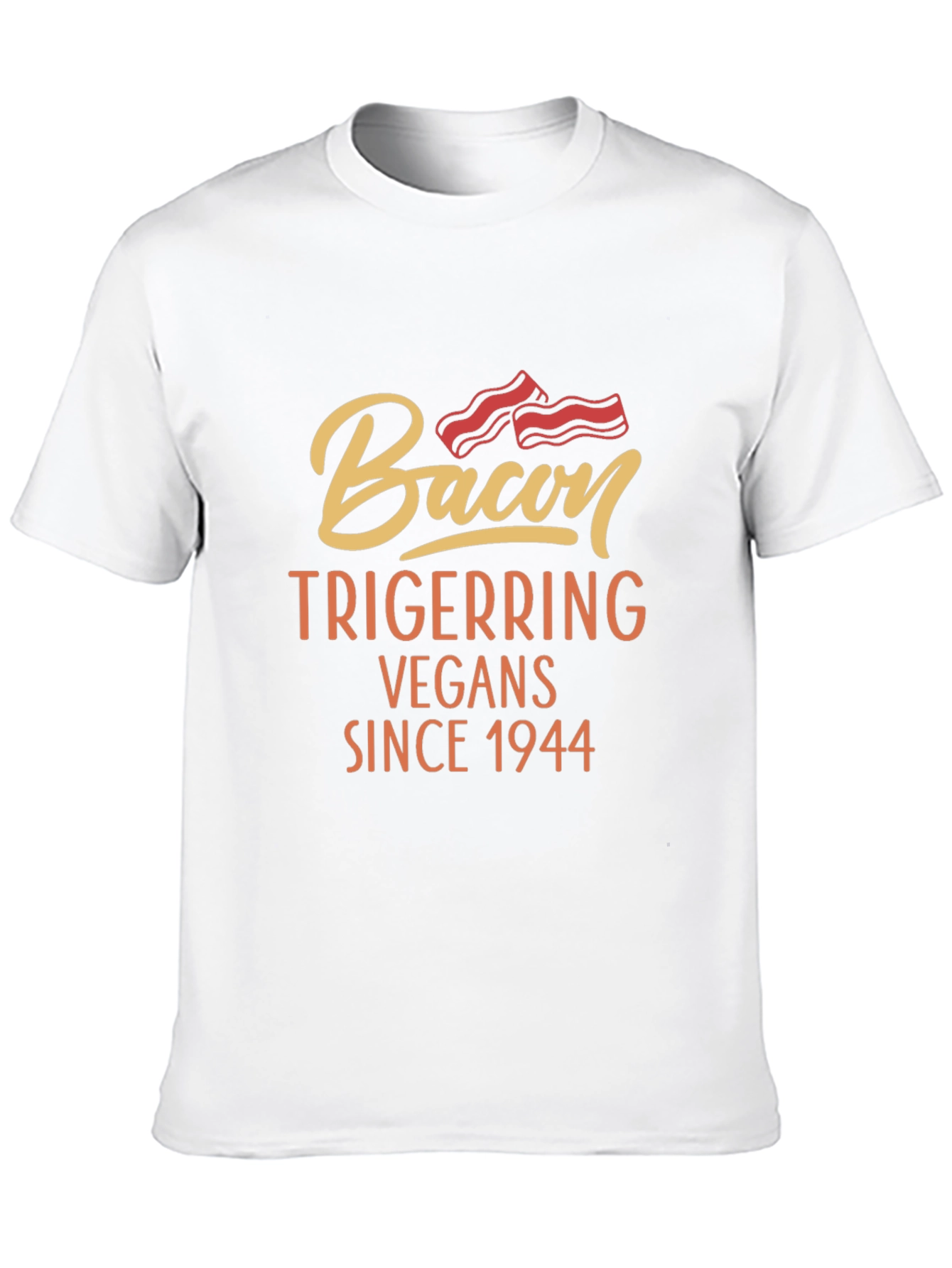 Bacon Triggering Vegans Since 1944 Black T-Shirt