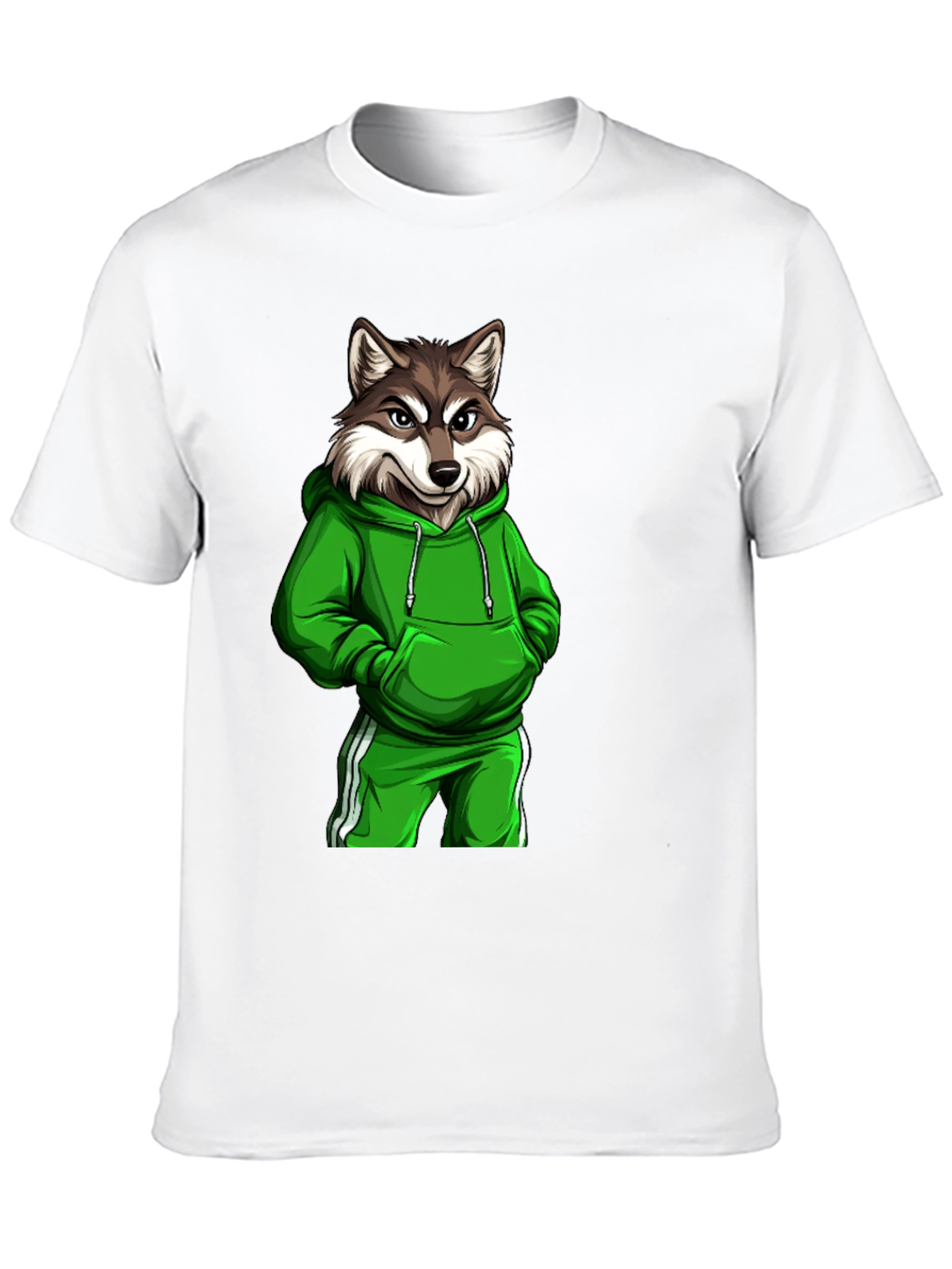 Wolf Gangster Graphic Print Black T-Shirt