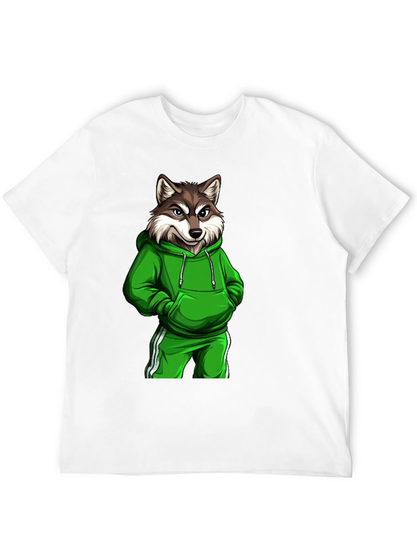Wolf Gangster Graphic Print Black T-Shirt