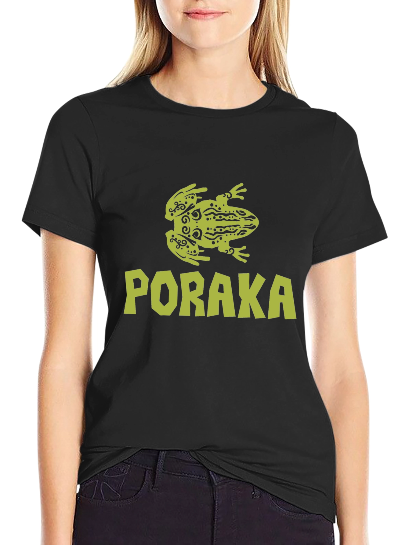 Poraka Frog Graphic Black T-Shirt