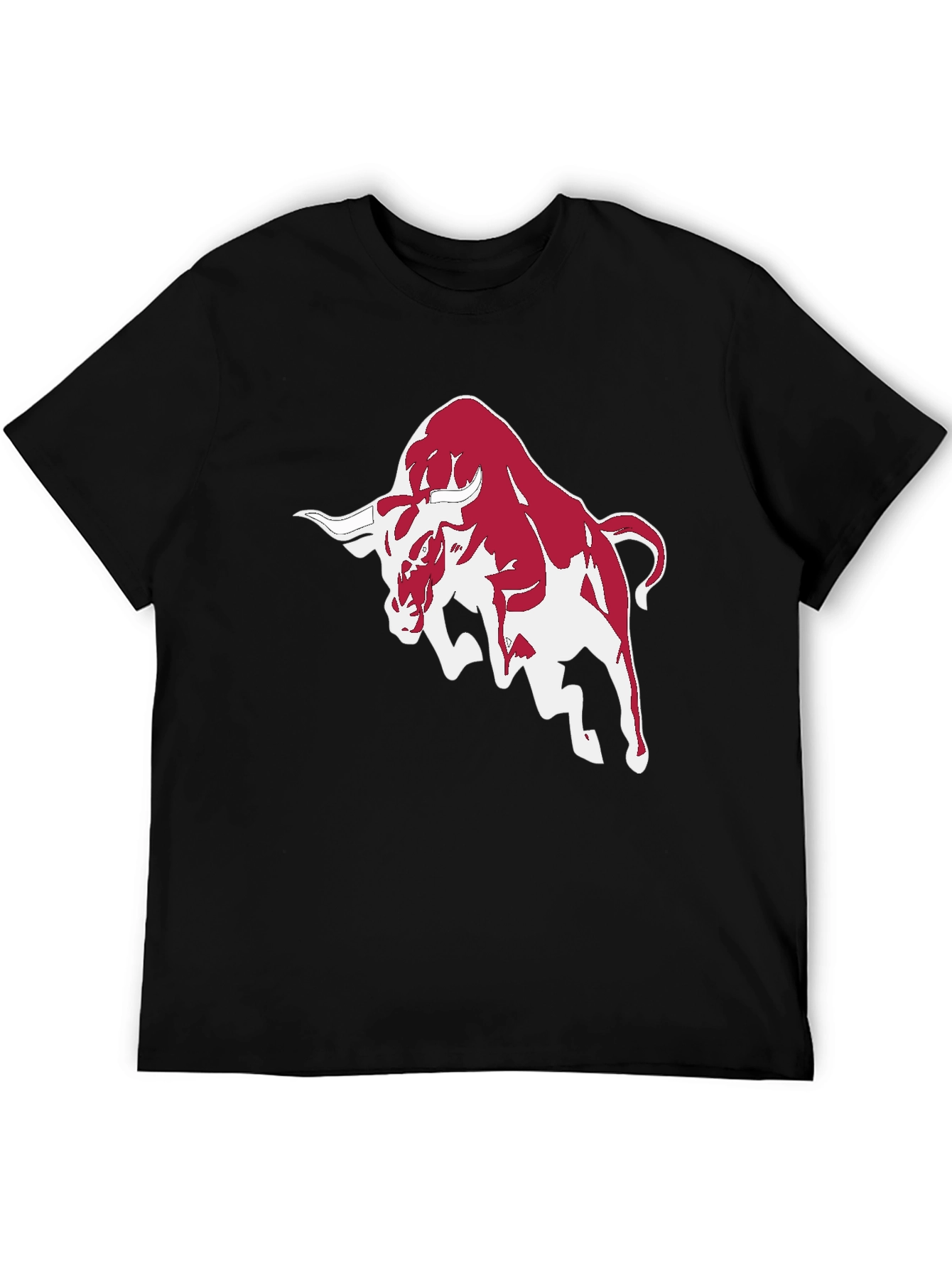 Mens Black T-Shirt with Bull Graphic