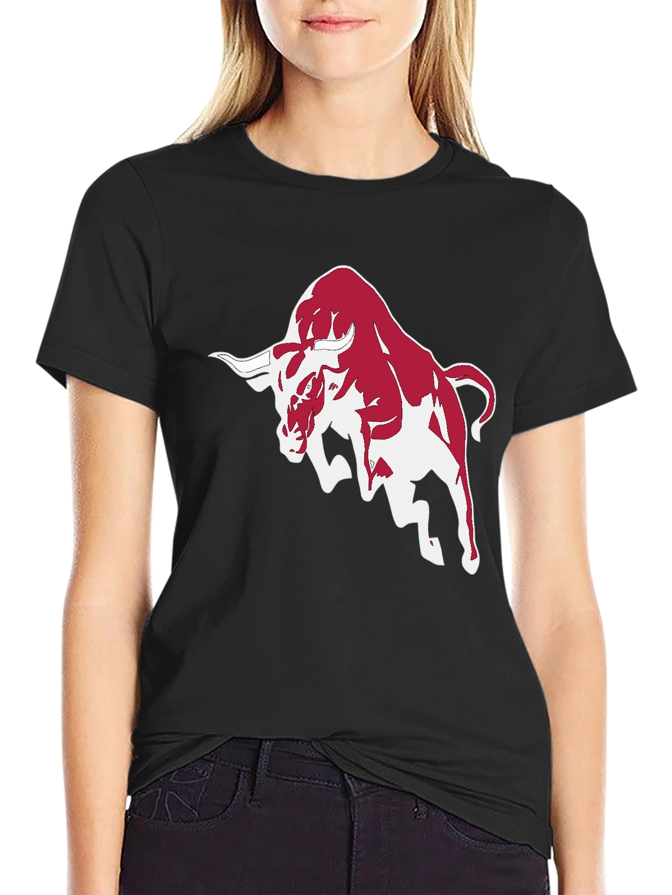 Mens Black T-Shirt with Bull Graphic