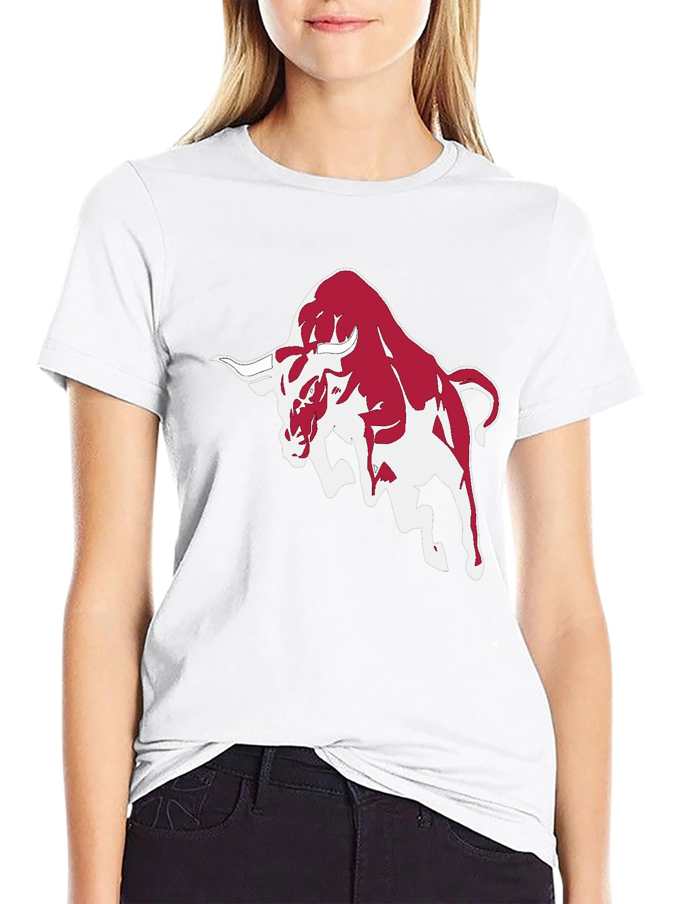 Mens Black T-Shirt with Bull Graphic