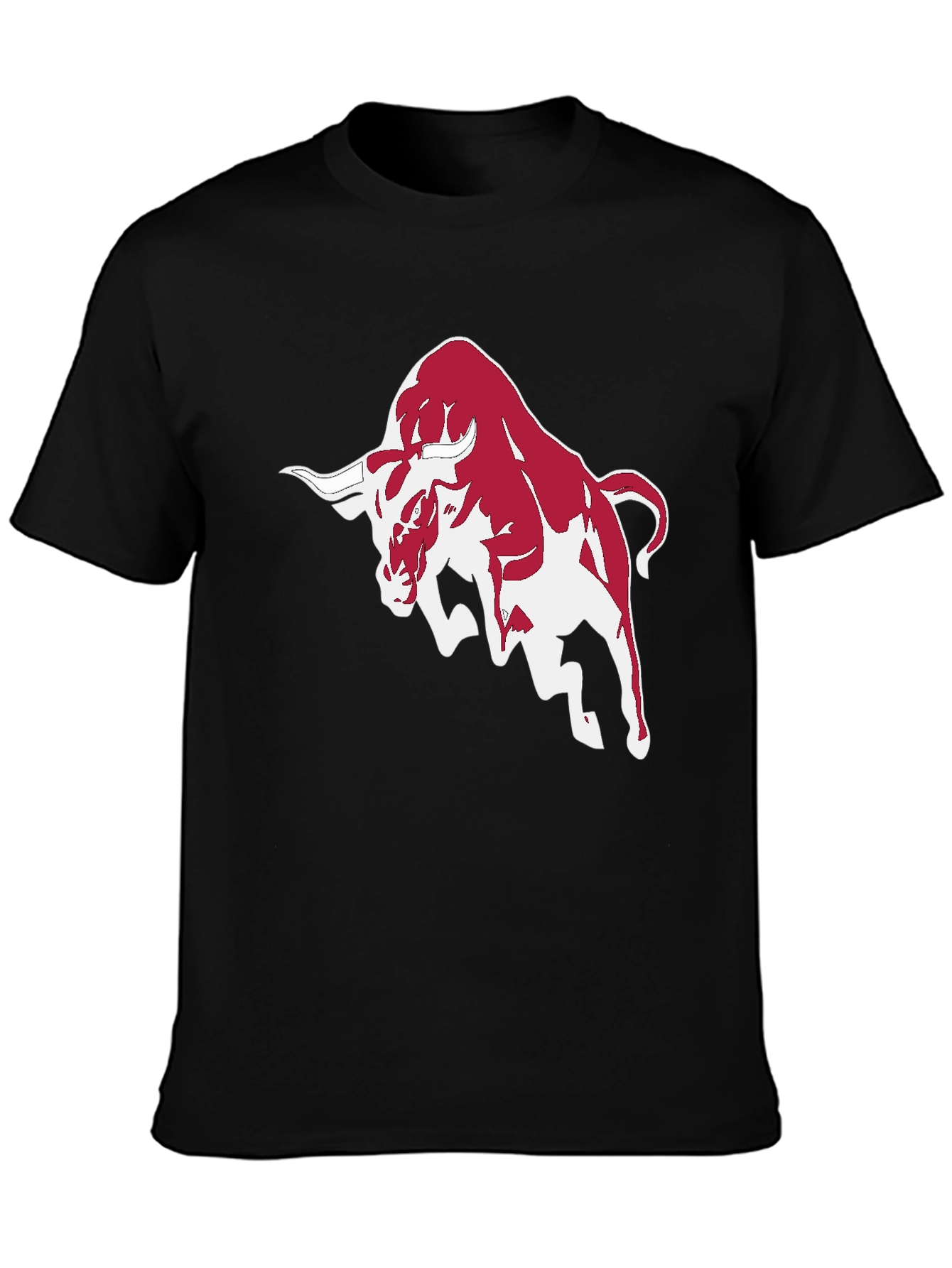 Mens Black T-Shirt with Bull Graphic