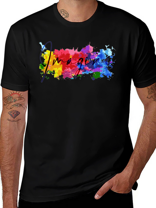 Imagine Watercolor Graphic Tee - Black Cotton T-Shirt