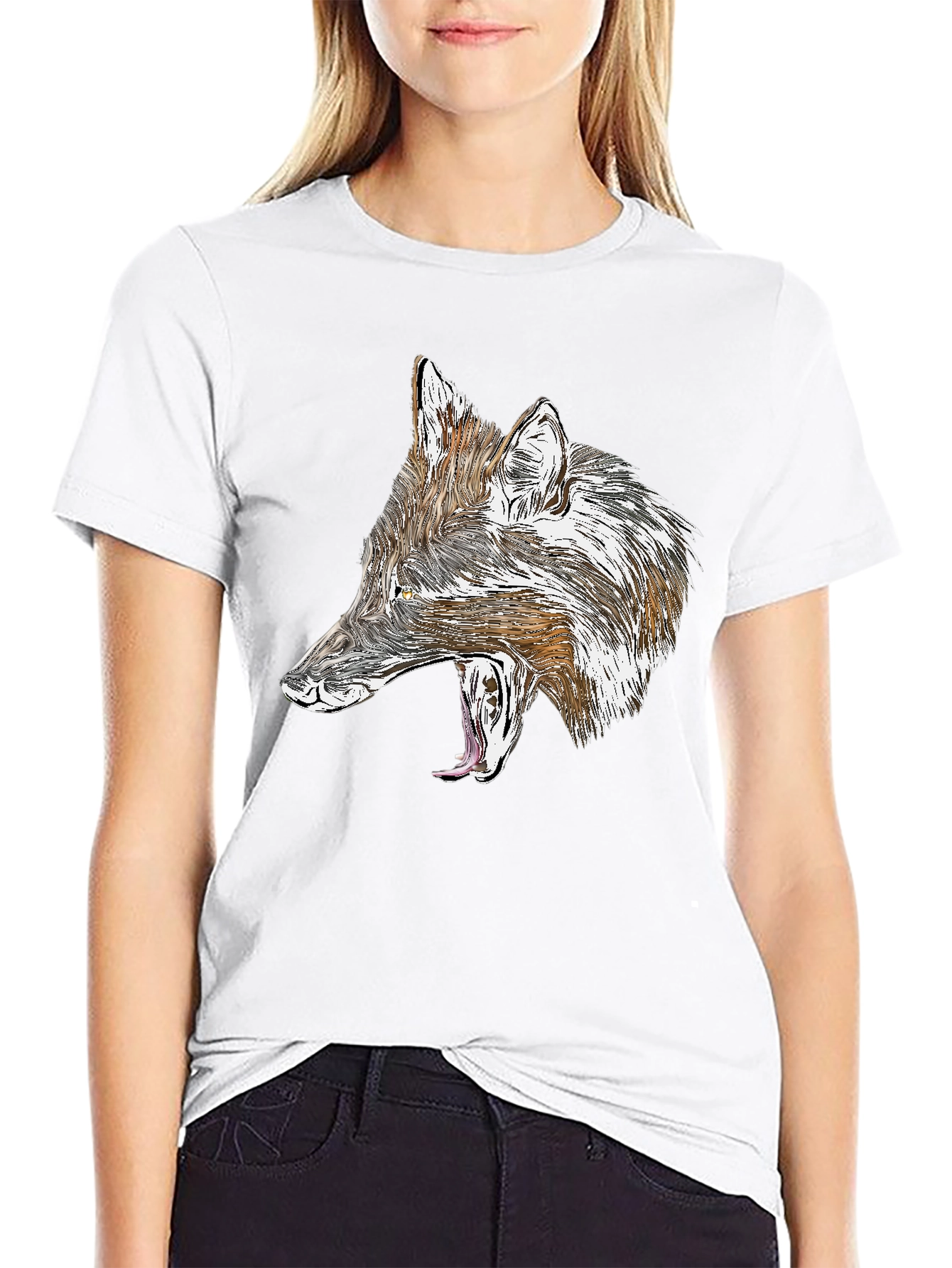 Wolf Graphic Black T-Shirt - Fierce Animal Design